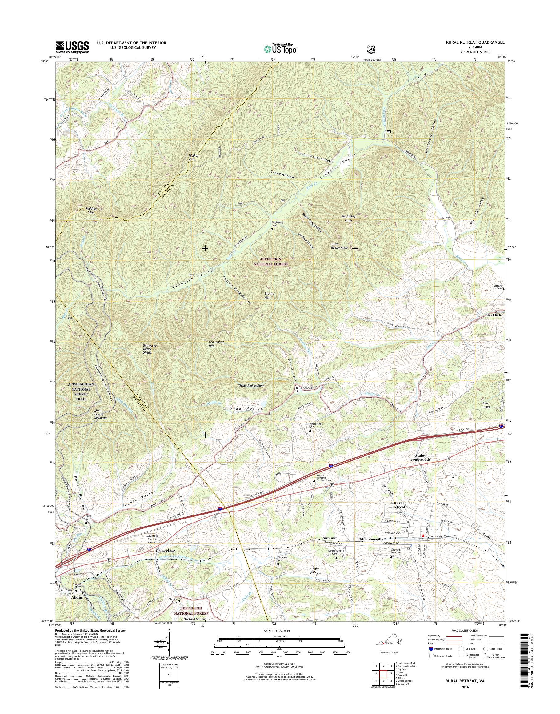 MyTopo Rural Retreat, Virginia USGS Quad Topo Map