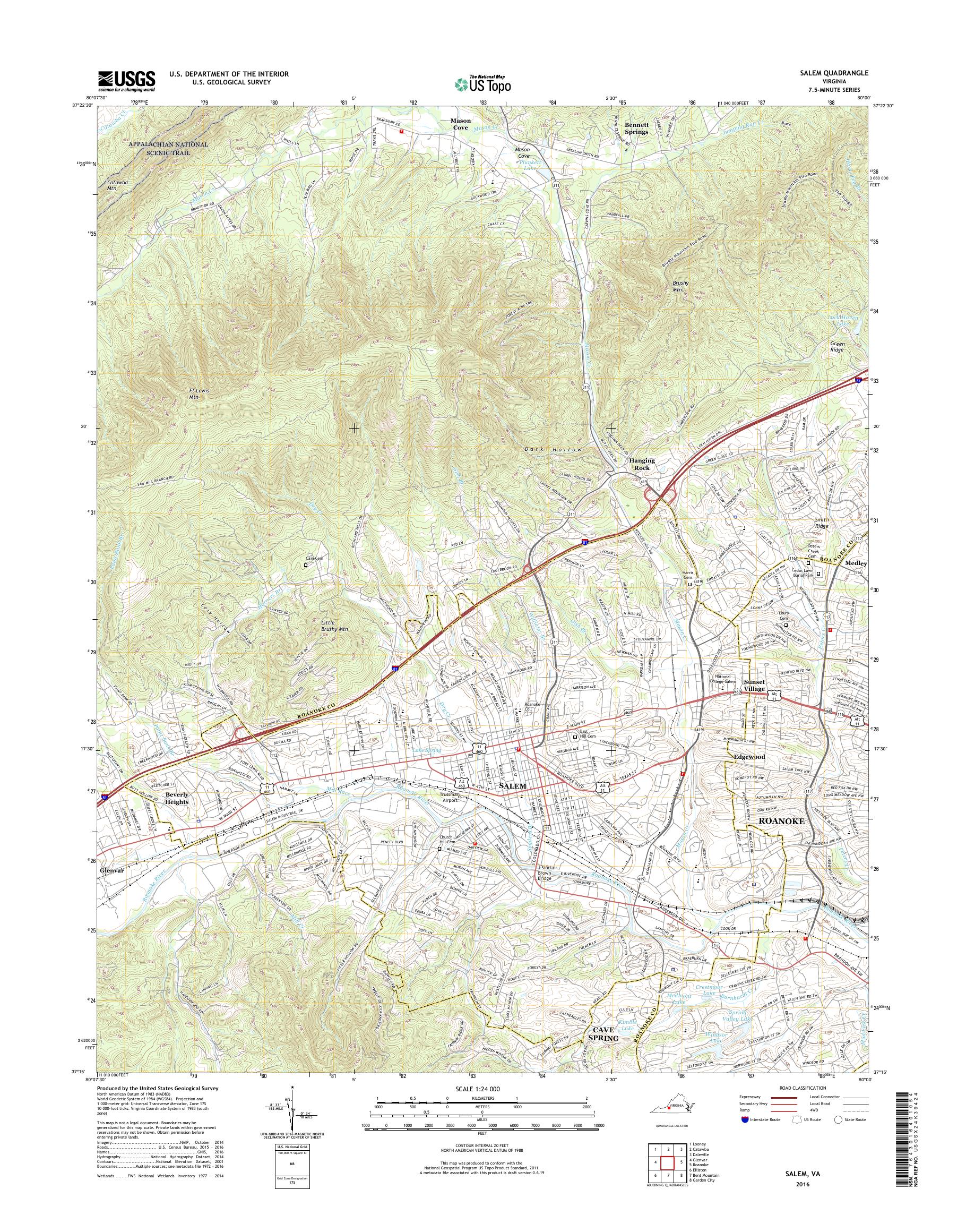 MyTopo Salem, Virginia USGS Quad Topo Map