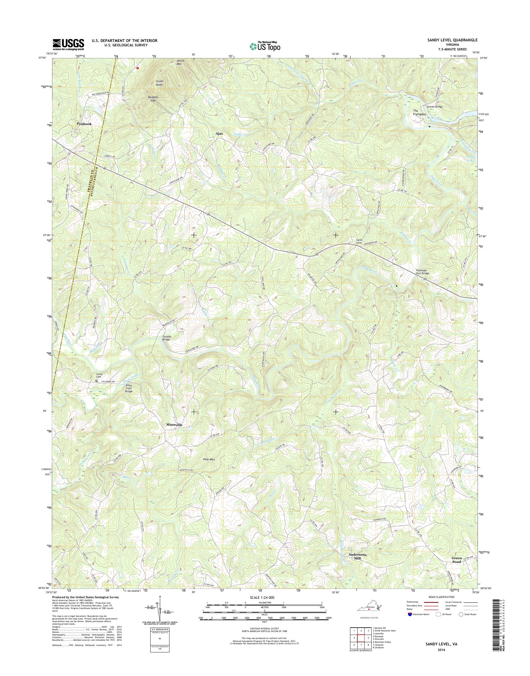 MyTopo Sandy Level, Virginia USGS Quad Topo Map