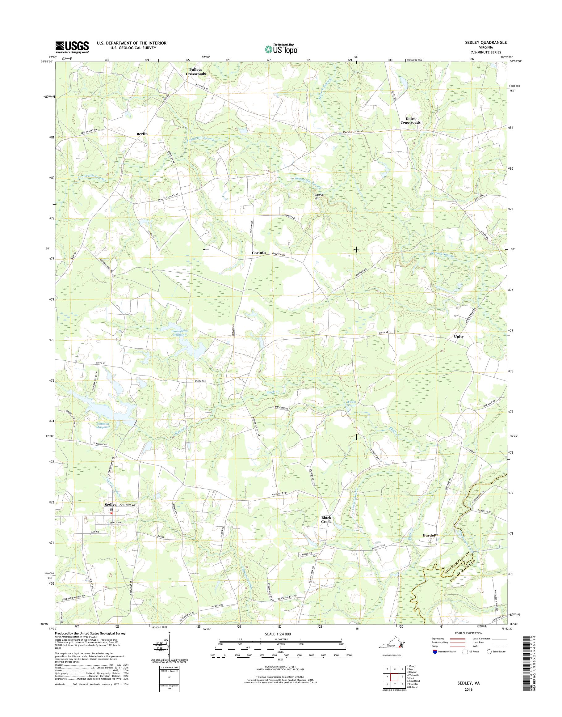 MyTopo Sedley, Virginia USGS Quad Topo Map