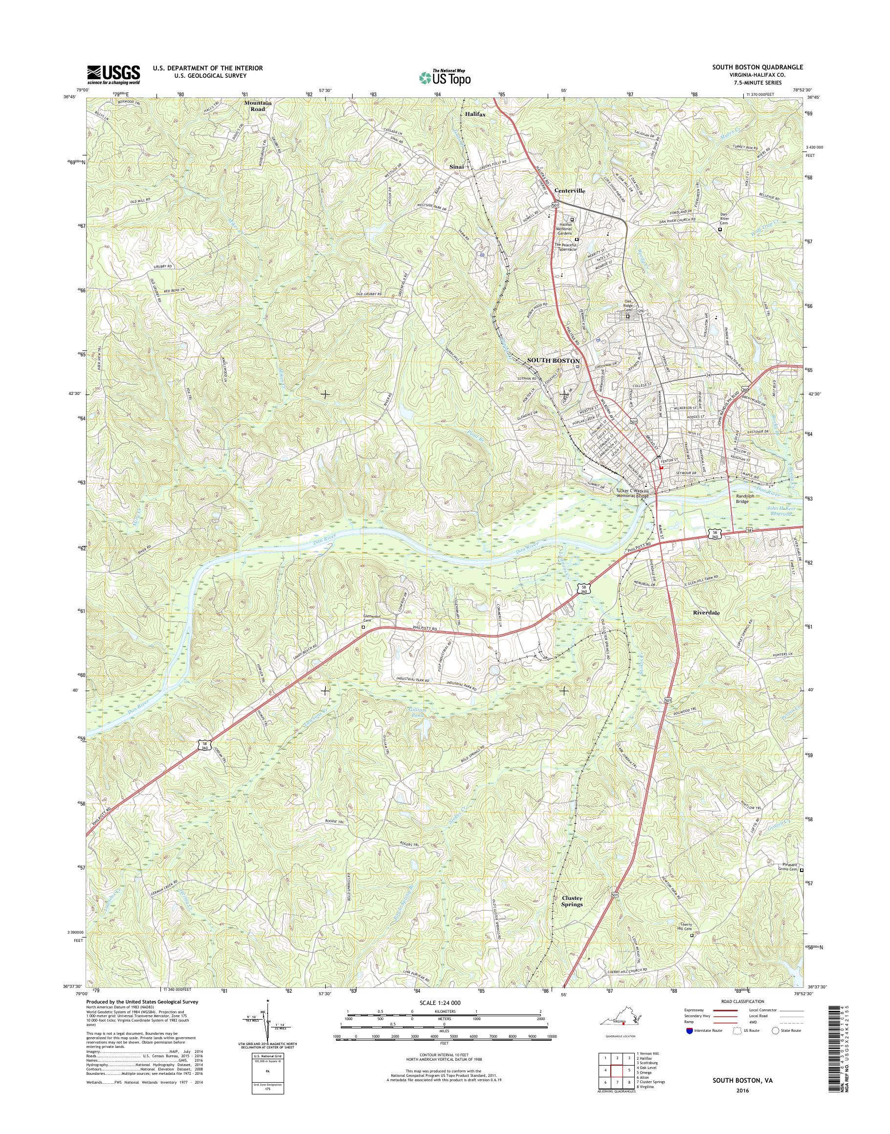 MyTopo South Boston, Virginia USGS Quad Topo Map