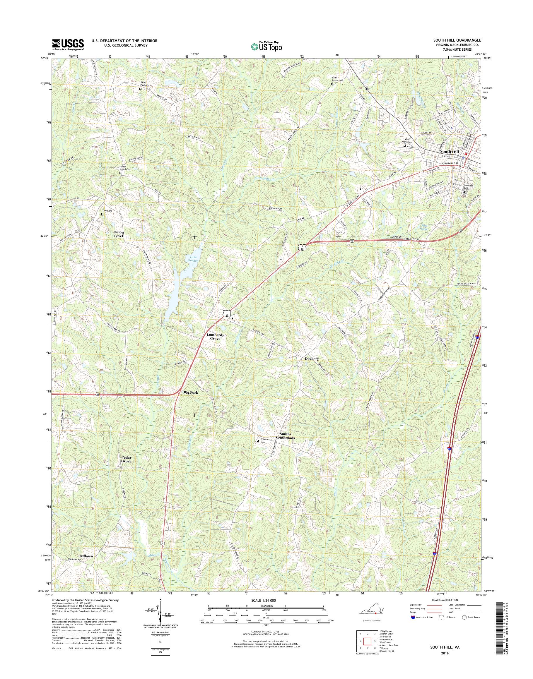 MyTopo South Hill, Virginia USGS Quad Topo Map