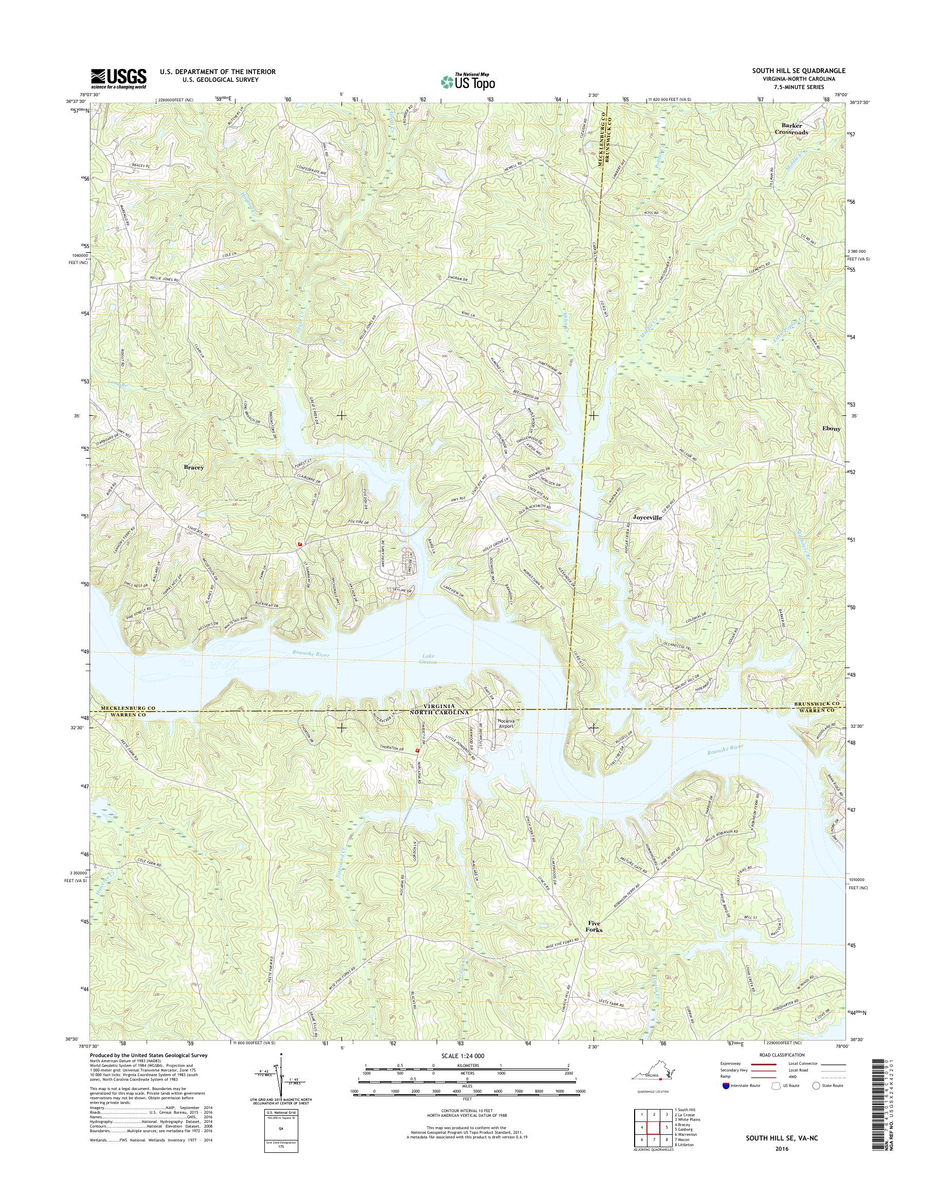MyTopo South Hill SE, Virginia USGS Quad Topo Map
