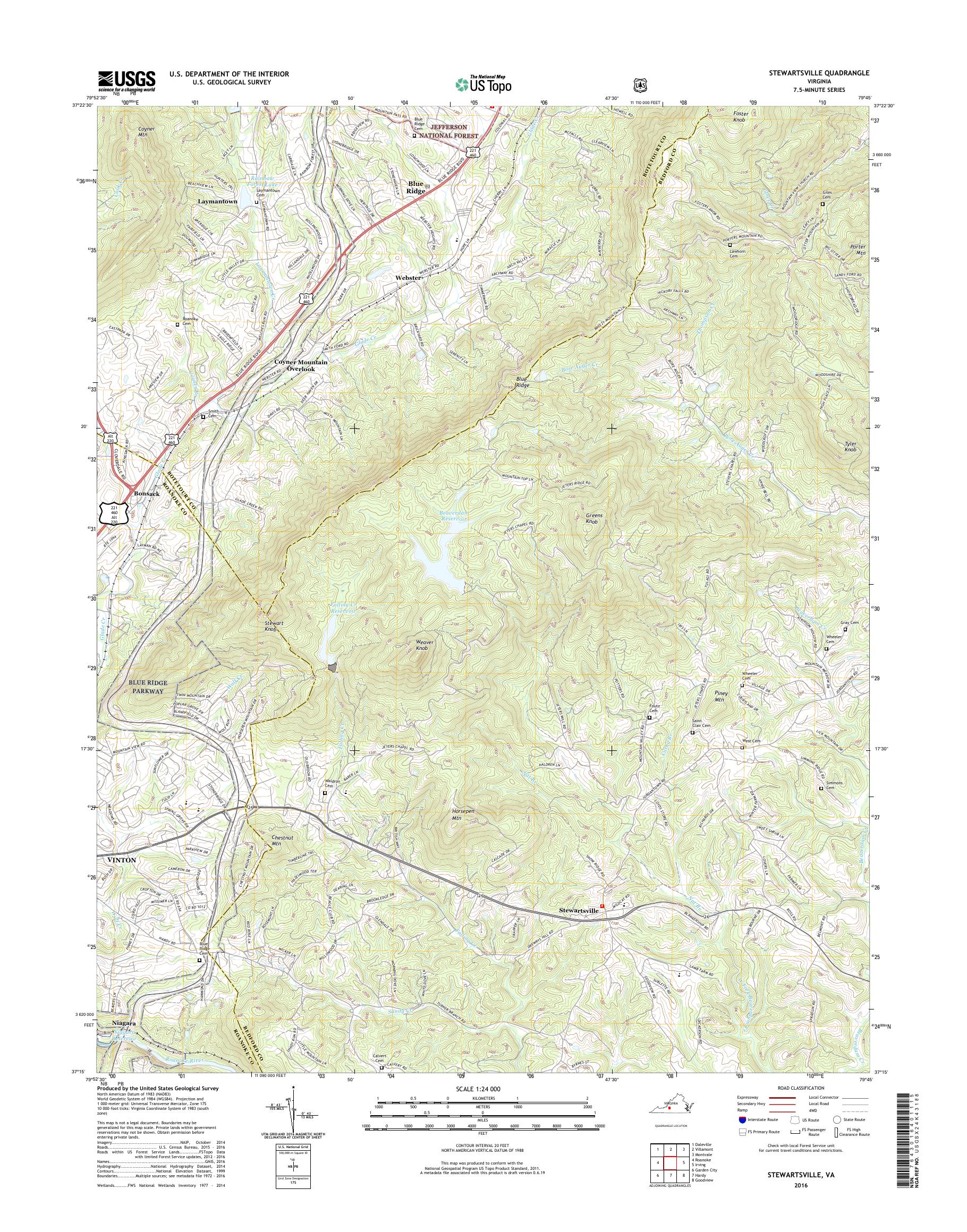 MyTopo Stewartsville, Virginia USGS Quad Topo Map