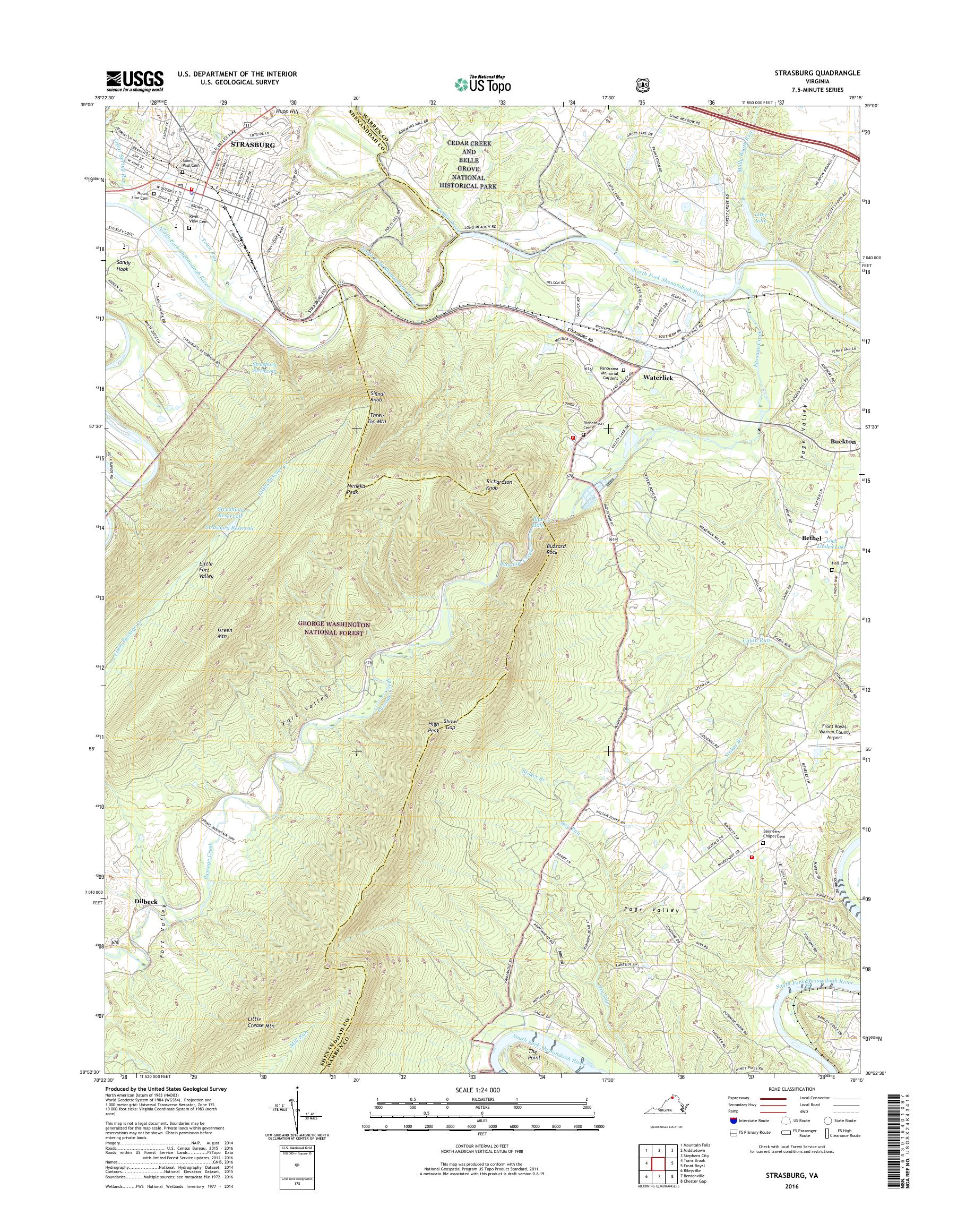 MyTopo Strasburg, Virginia USGS Quad Topo Map