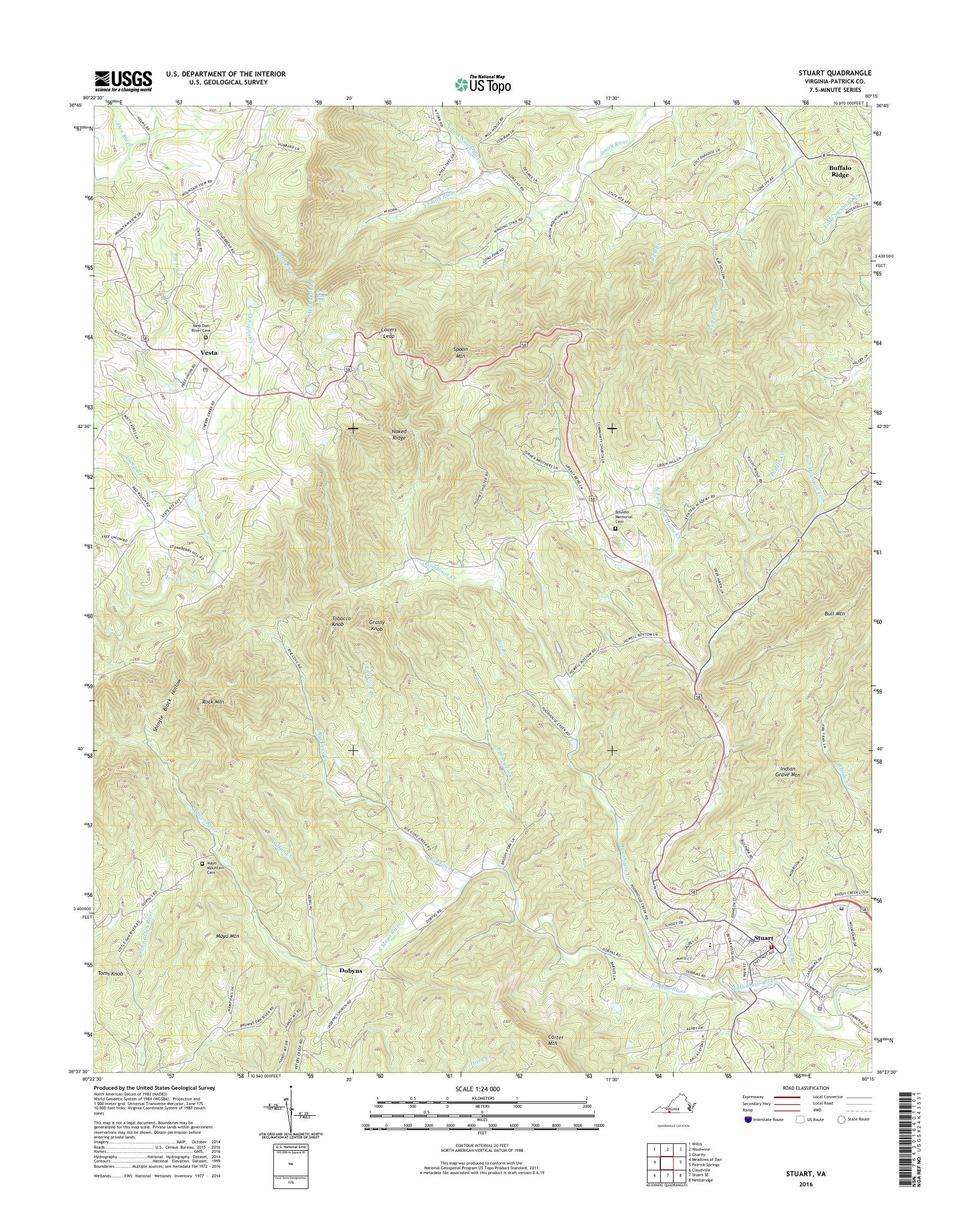 MyTopo Stuart, Virginia USGS Quad Topo Map
