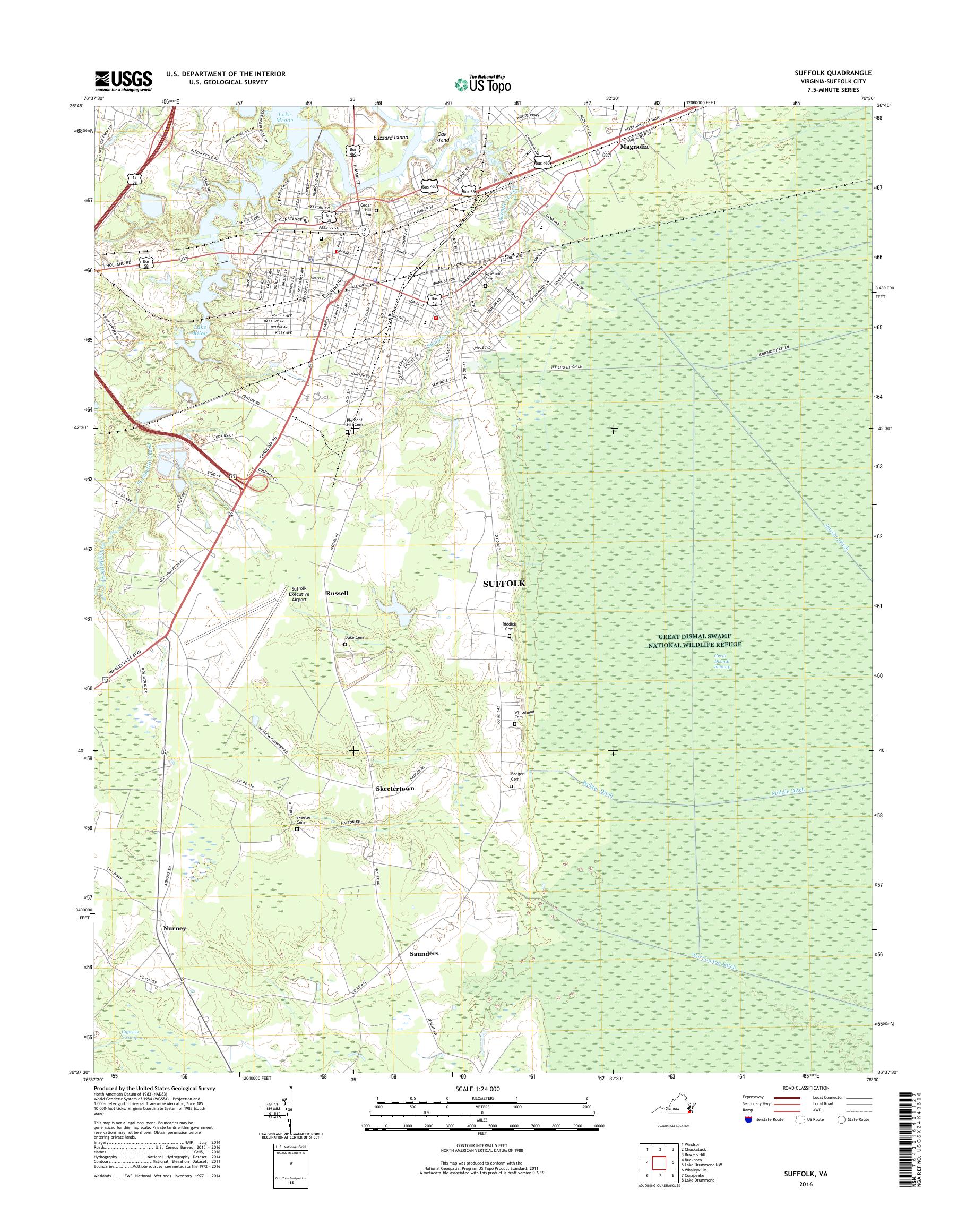 MyTopo Suffolk, Virginia USGS Quad Topo Map