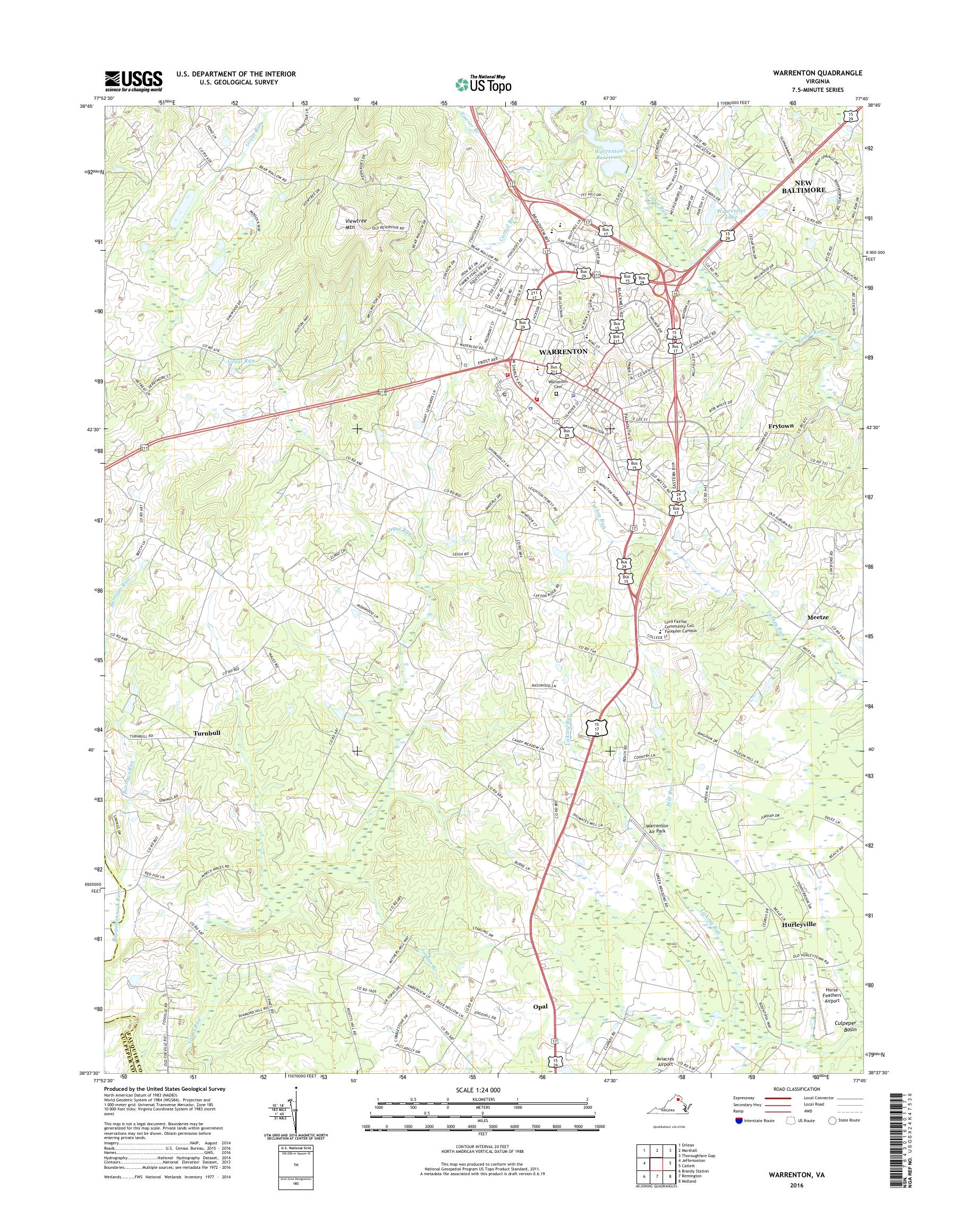 MyTopo Warrenton, Virginia USGS Quad Topo Map