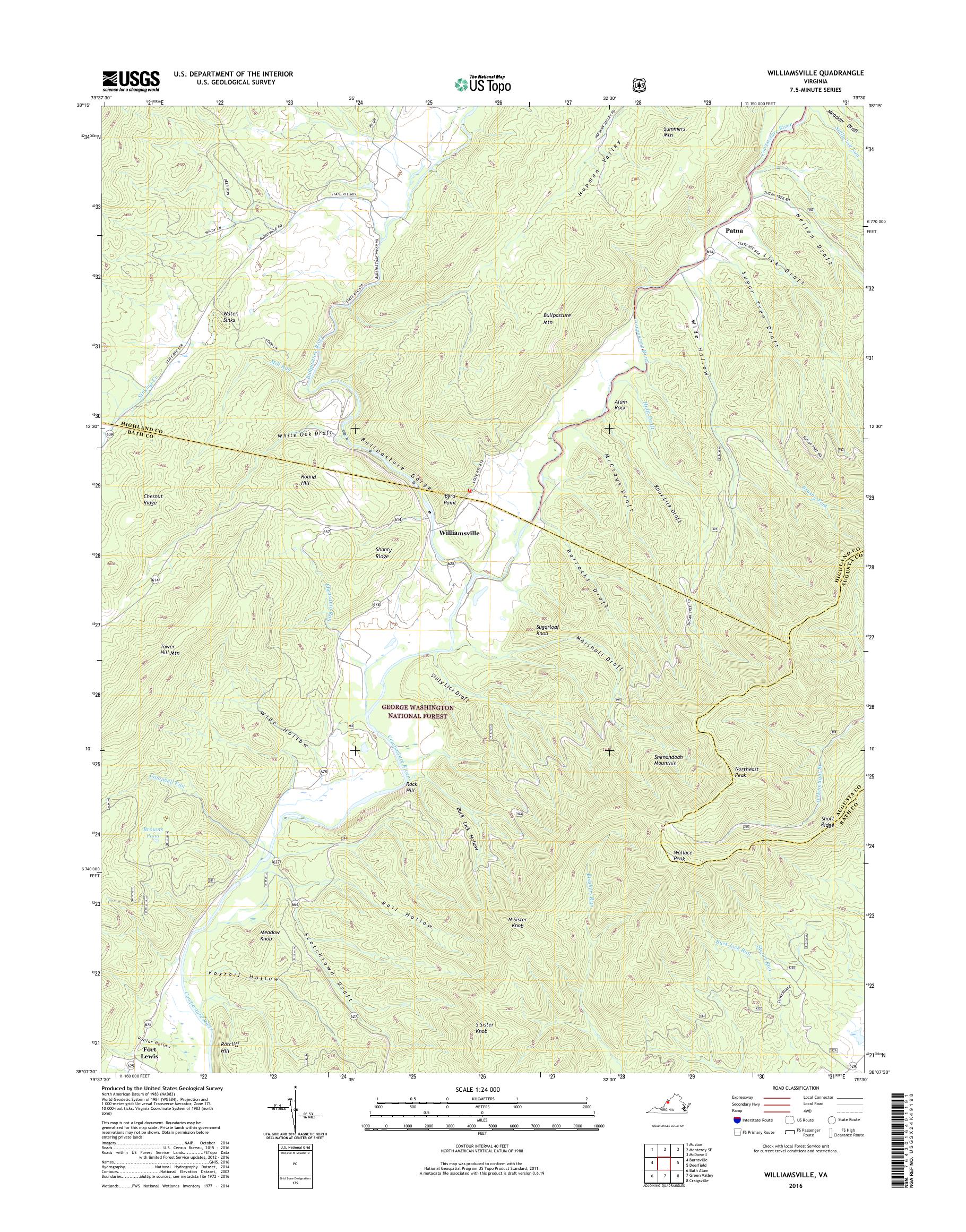 MyTopo Williamsville, Virginia USGS Quad Topo Map