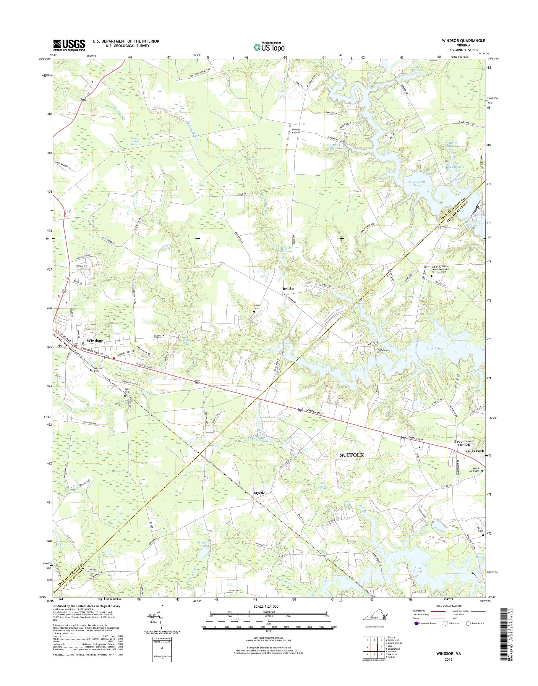 MyTopo Windsor, Virginia USGS Quad Topo Map