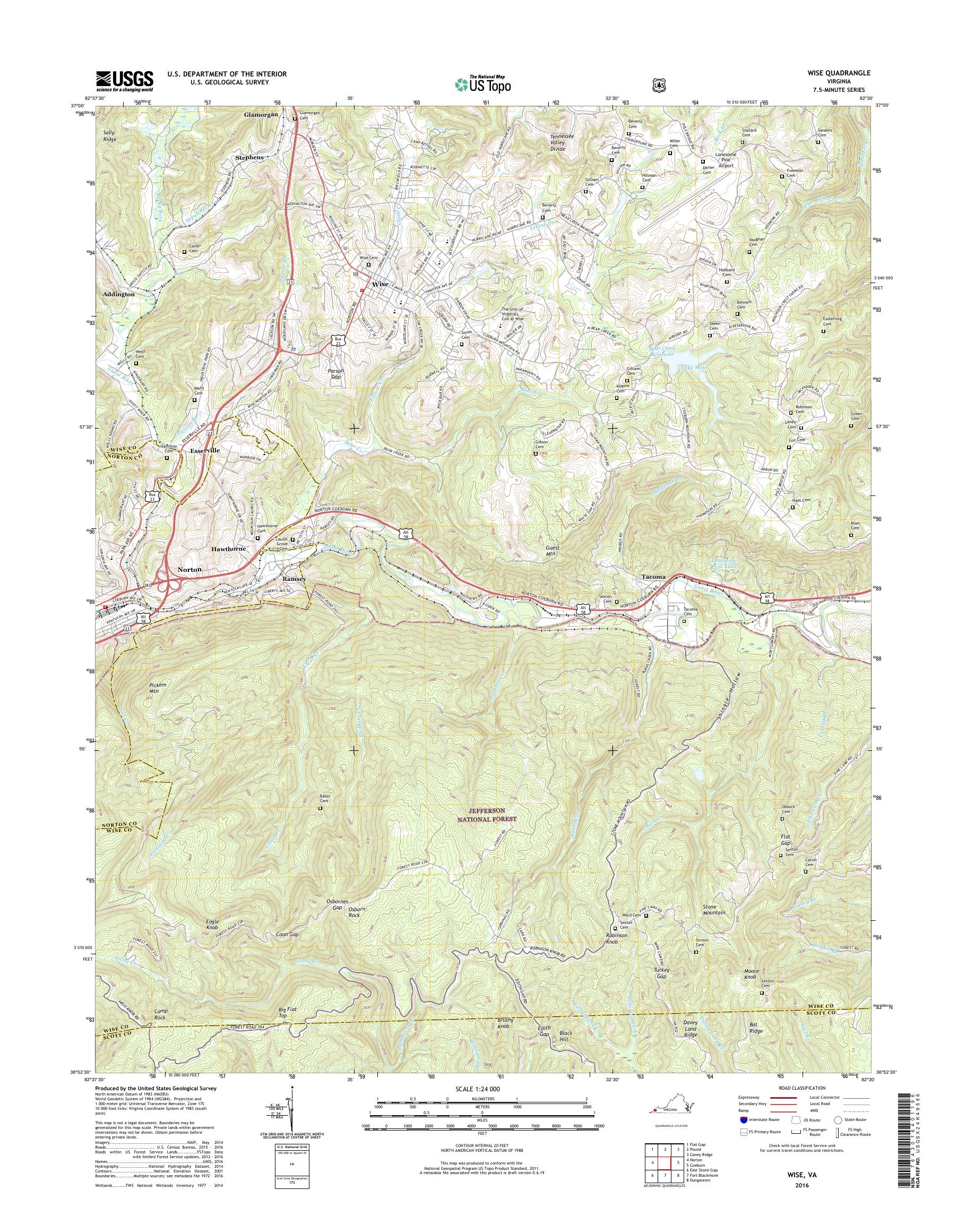 MyTopo Wise, Virginia USGS Quad Topo Map