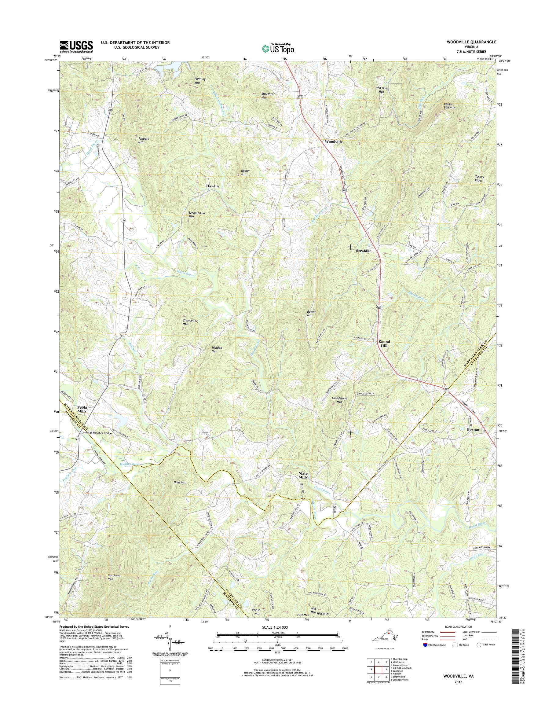 MyTopo Woodville, Virginia USGS Quad Topo Map