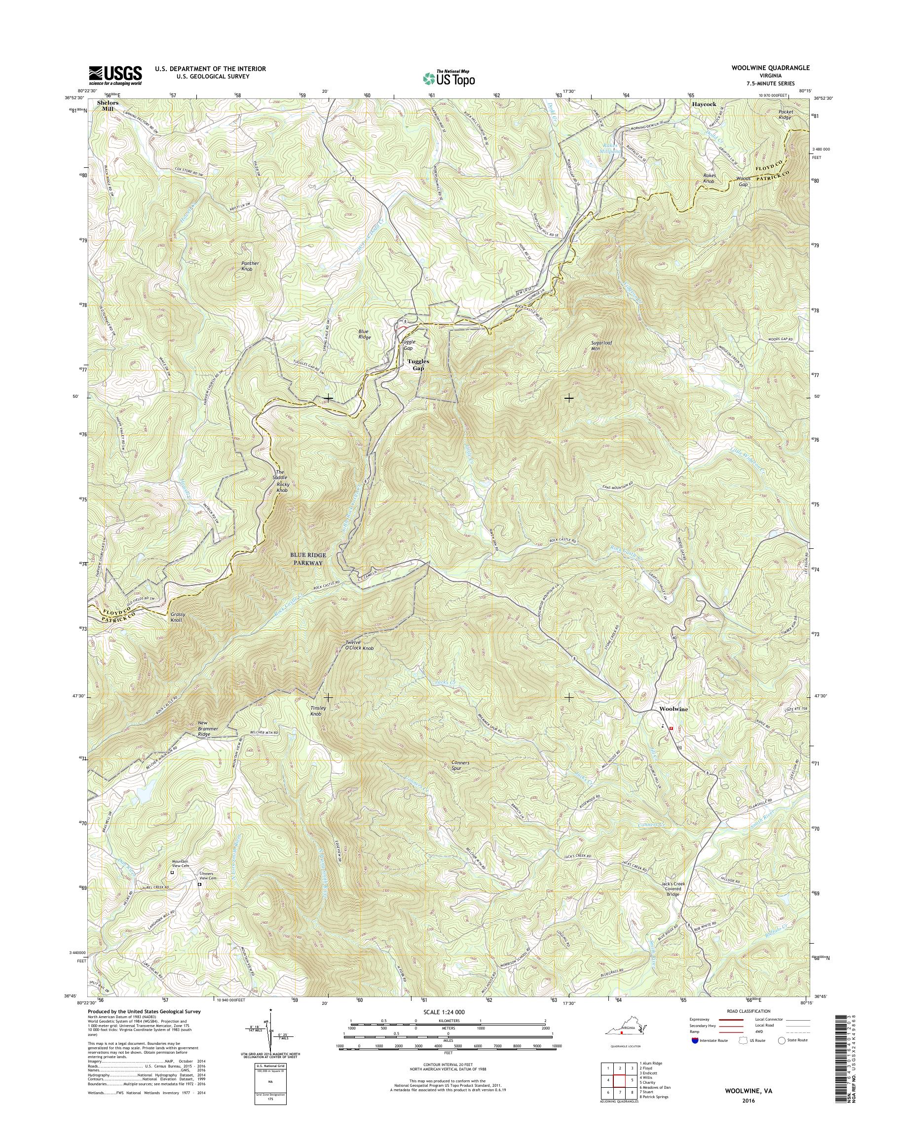 MyTopo Woolwine, Virginia USGS Quad Topo Map