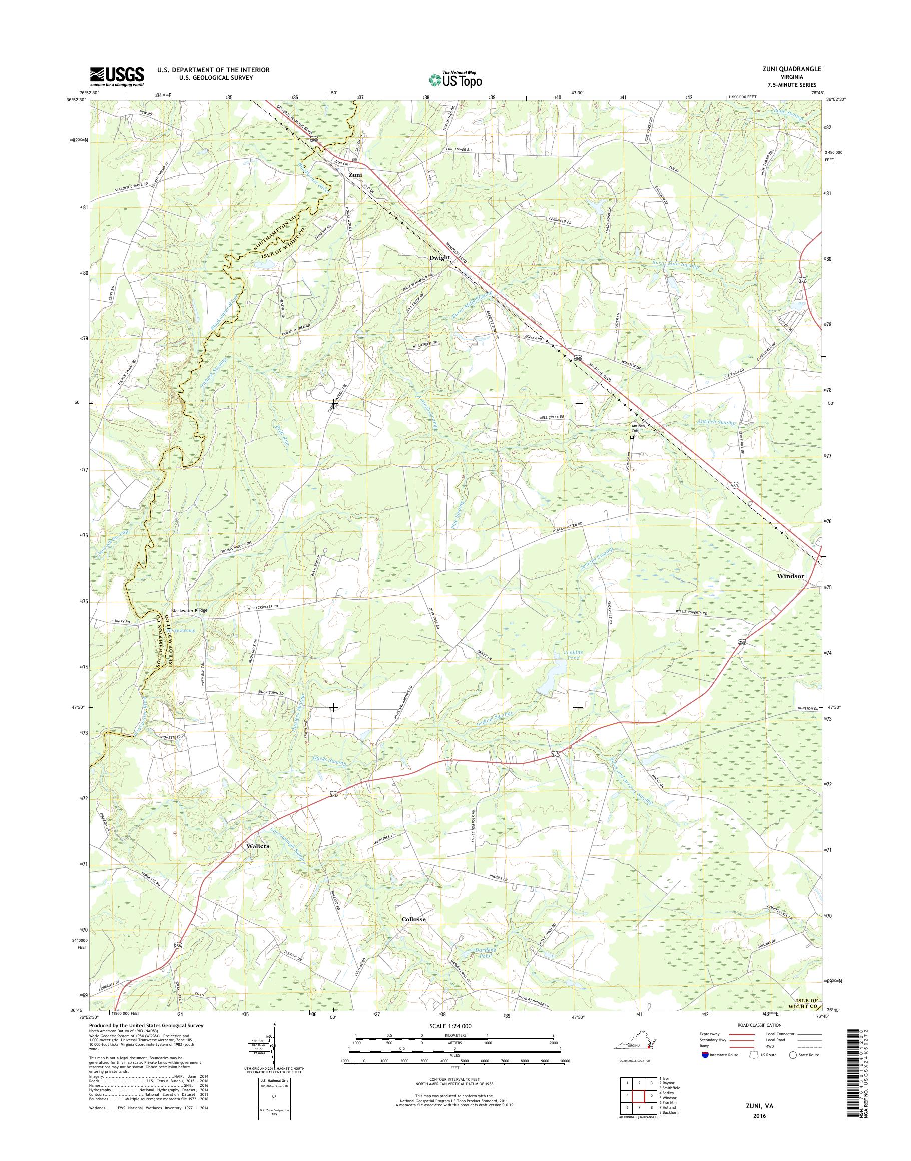 MyTopo Zuni, Virginia USGS Quad Topo Map