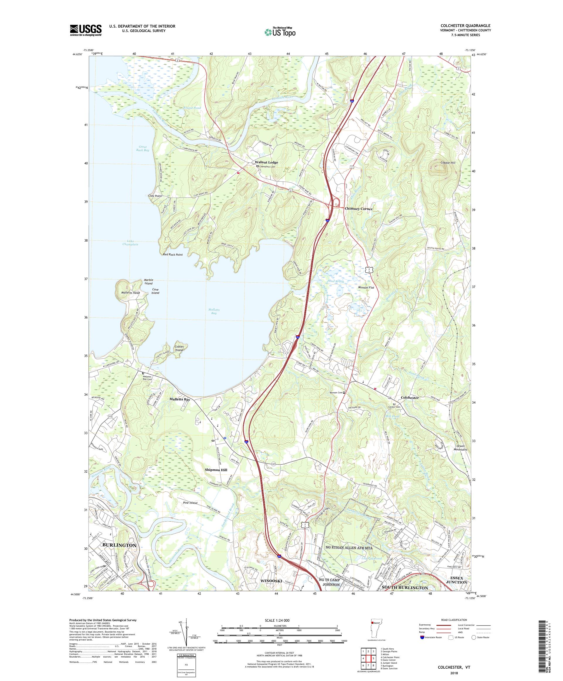 MyTopo Colchester, Vermont USGS Quad Topo Map