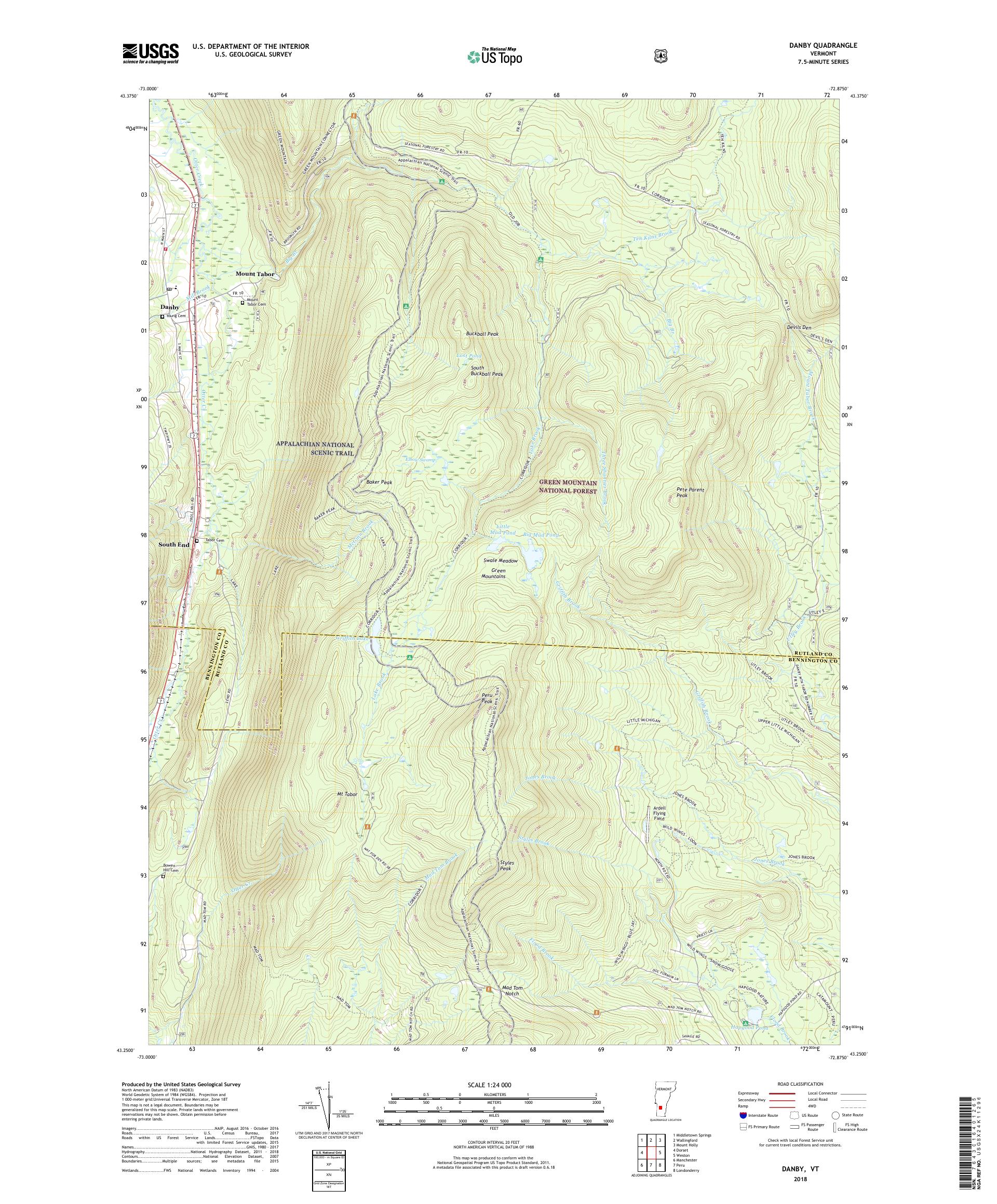 MyTopo Danby, Vermont USGS Quad Topo Map