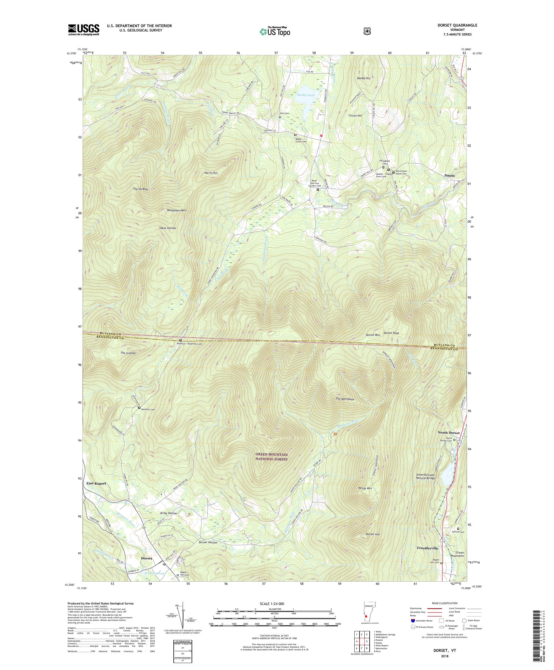 MyTopo Dorset, Vermont USGS Quad Topo Map