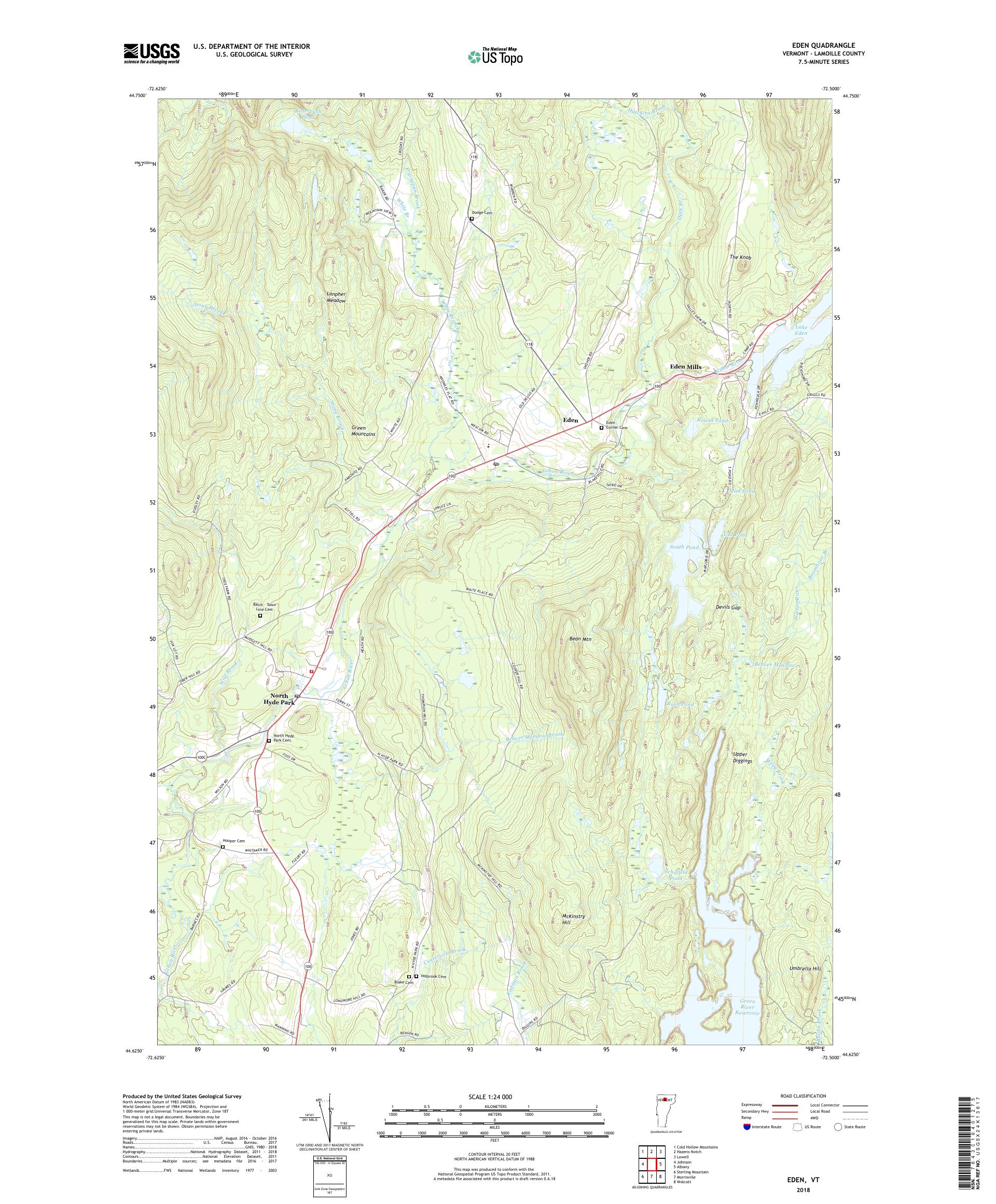 MyTopo Eden, Vermont USGS Quad Topo Map