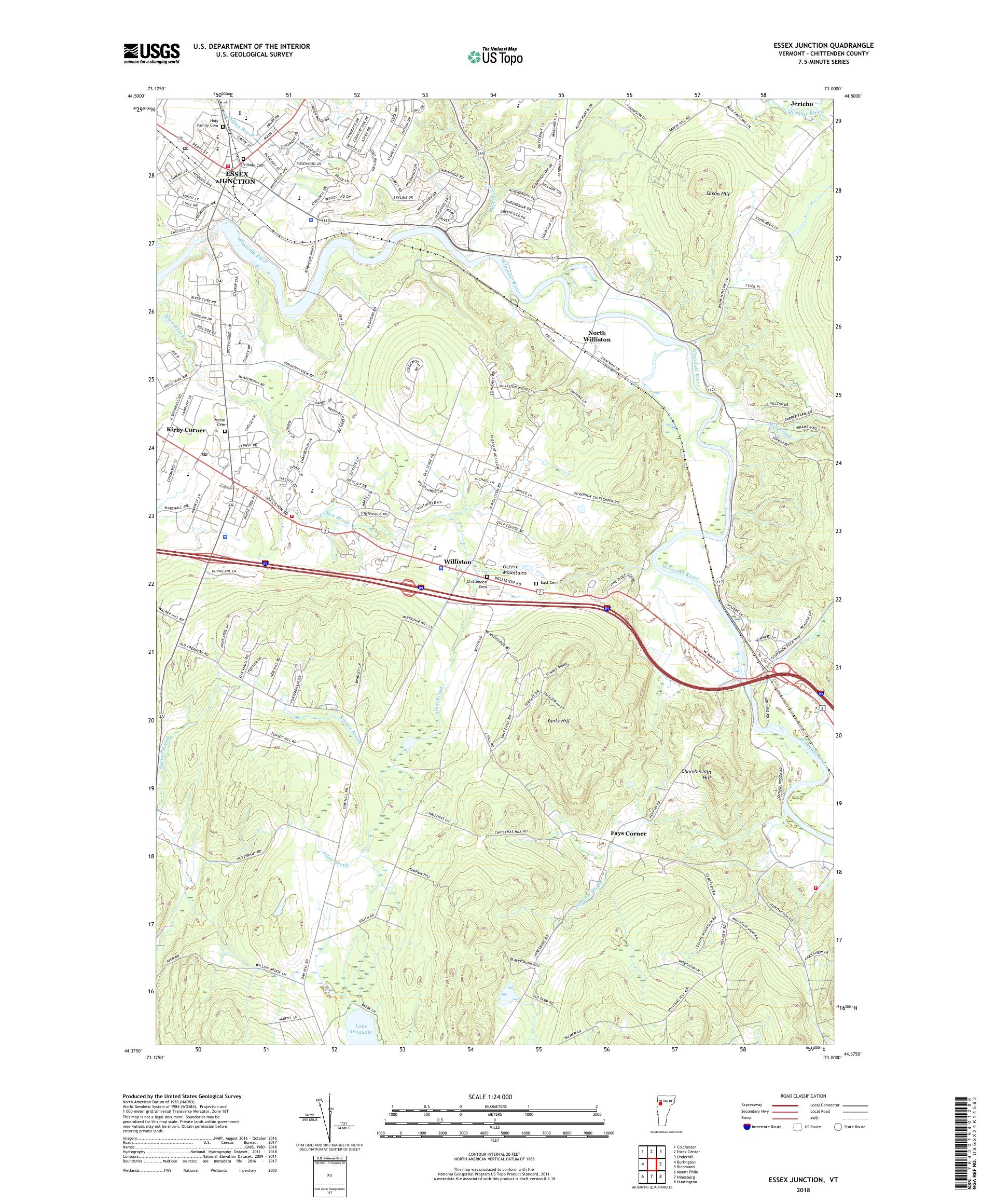 MyTopo Essex Junction, Vermont USGS Quad Topo Map