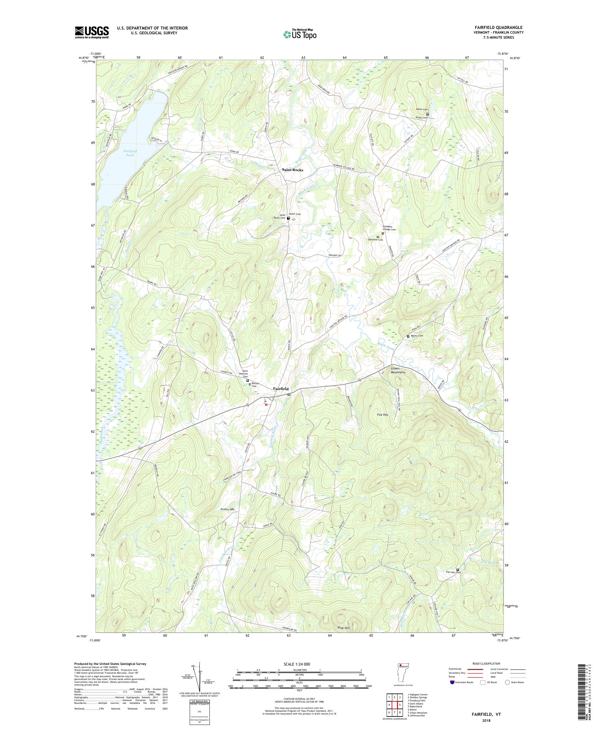 MyTopo Fairfield, Vermont USGS Quad Topo Map