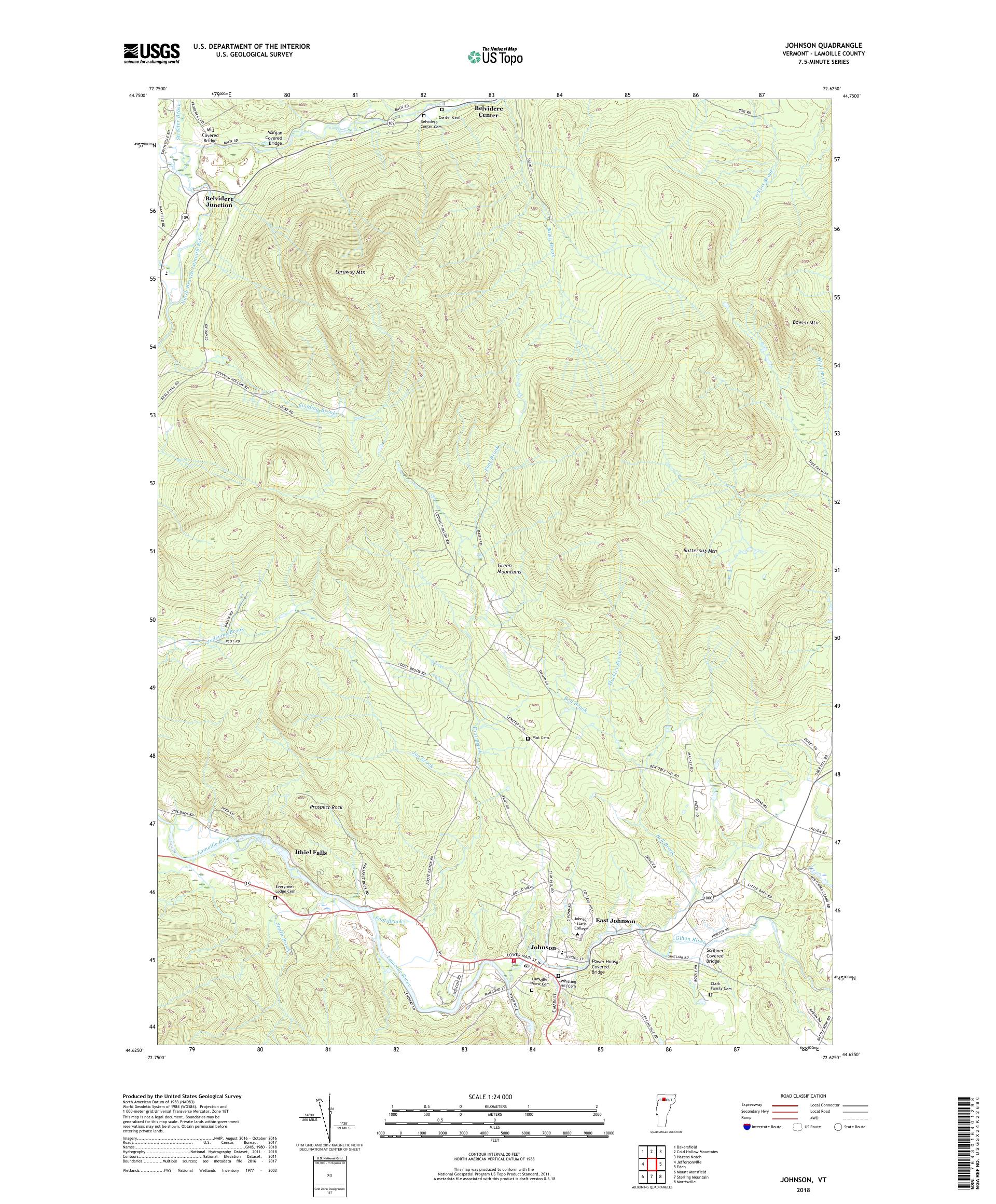 MyTopo Johnson, Vermont USGS Quad Topo Map