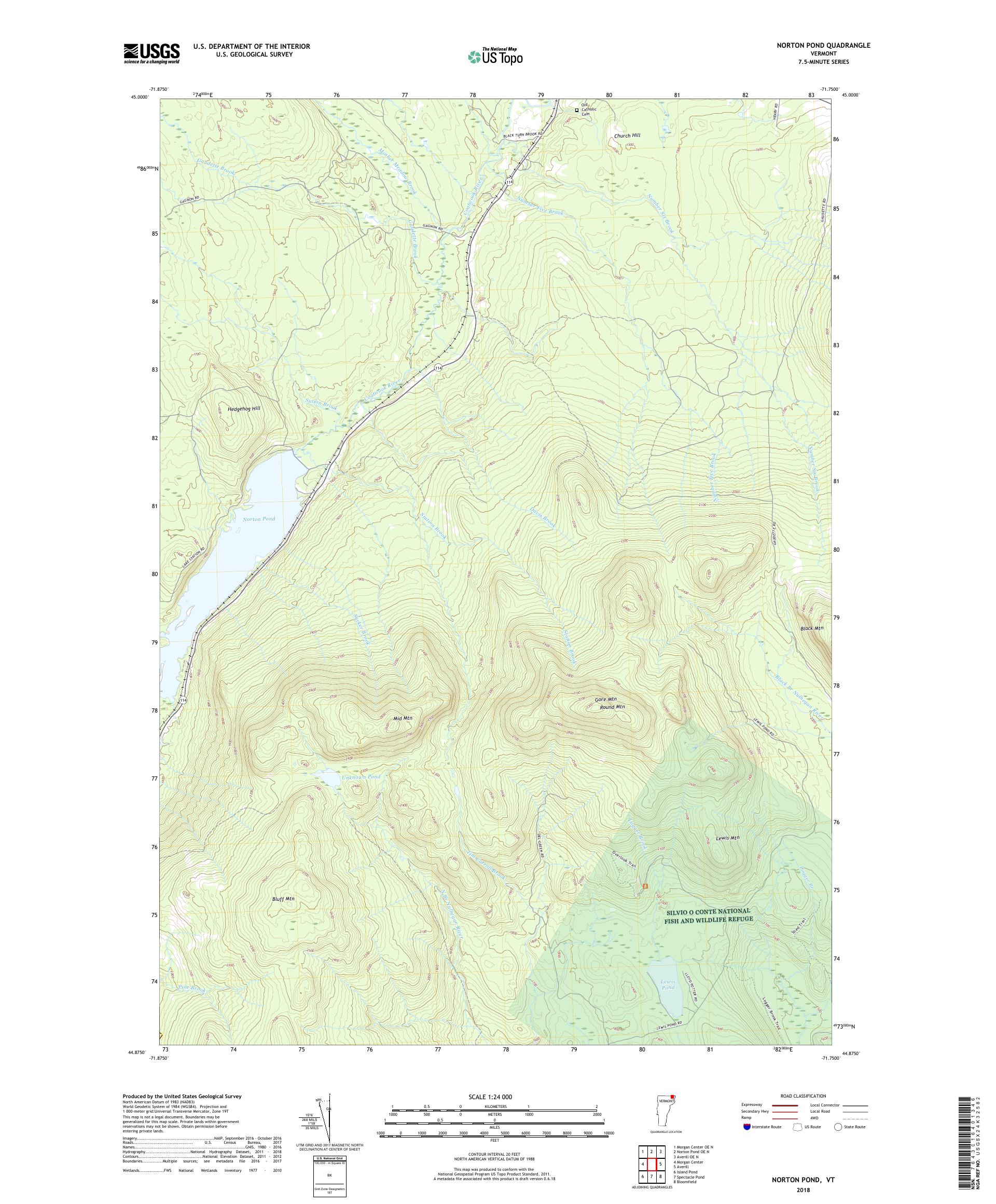 MyTopo Norton Pond, Vermont USGS Quad Topo Map