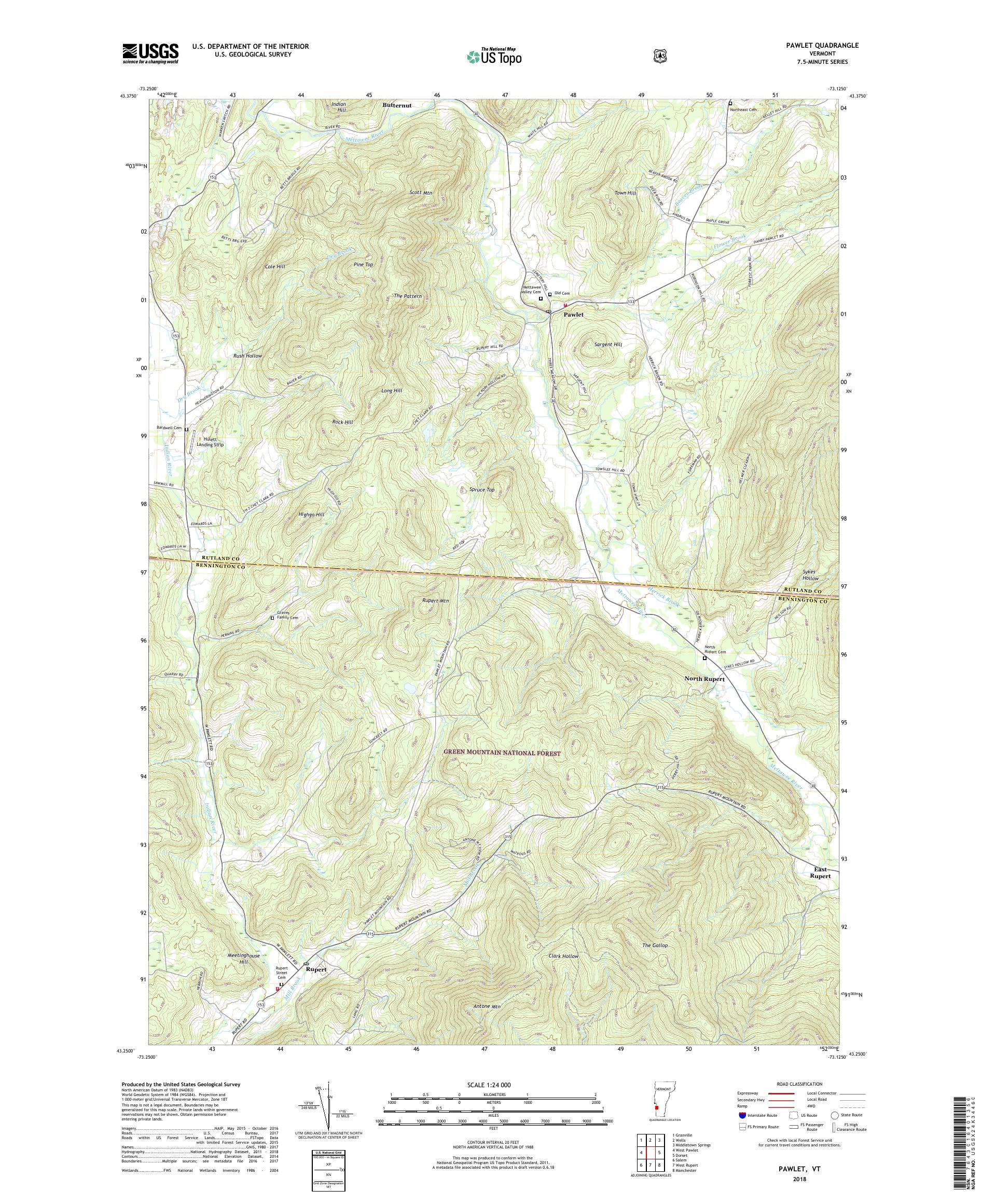 MyTopo Pawlet, Vermont USGS Quad Topo Map