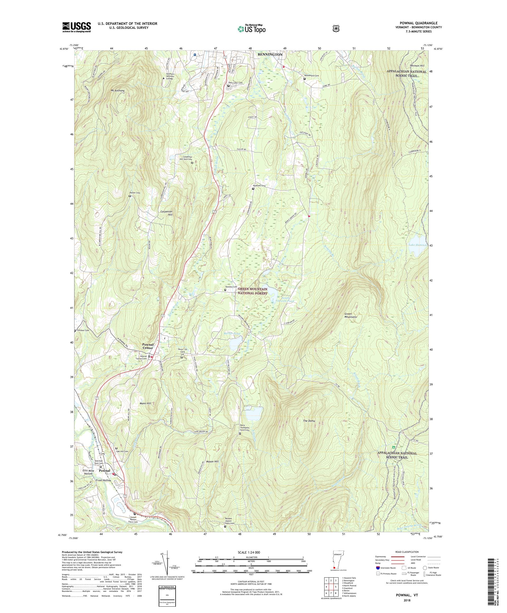 MyTopo Pownal, Vermont USGS Quad Topo Map