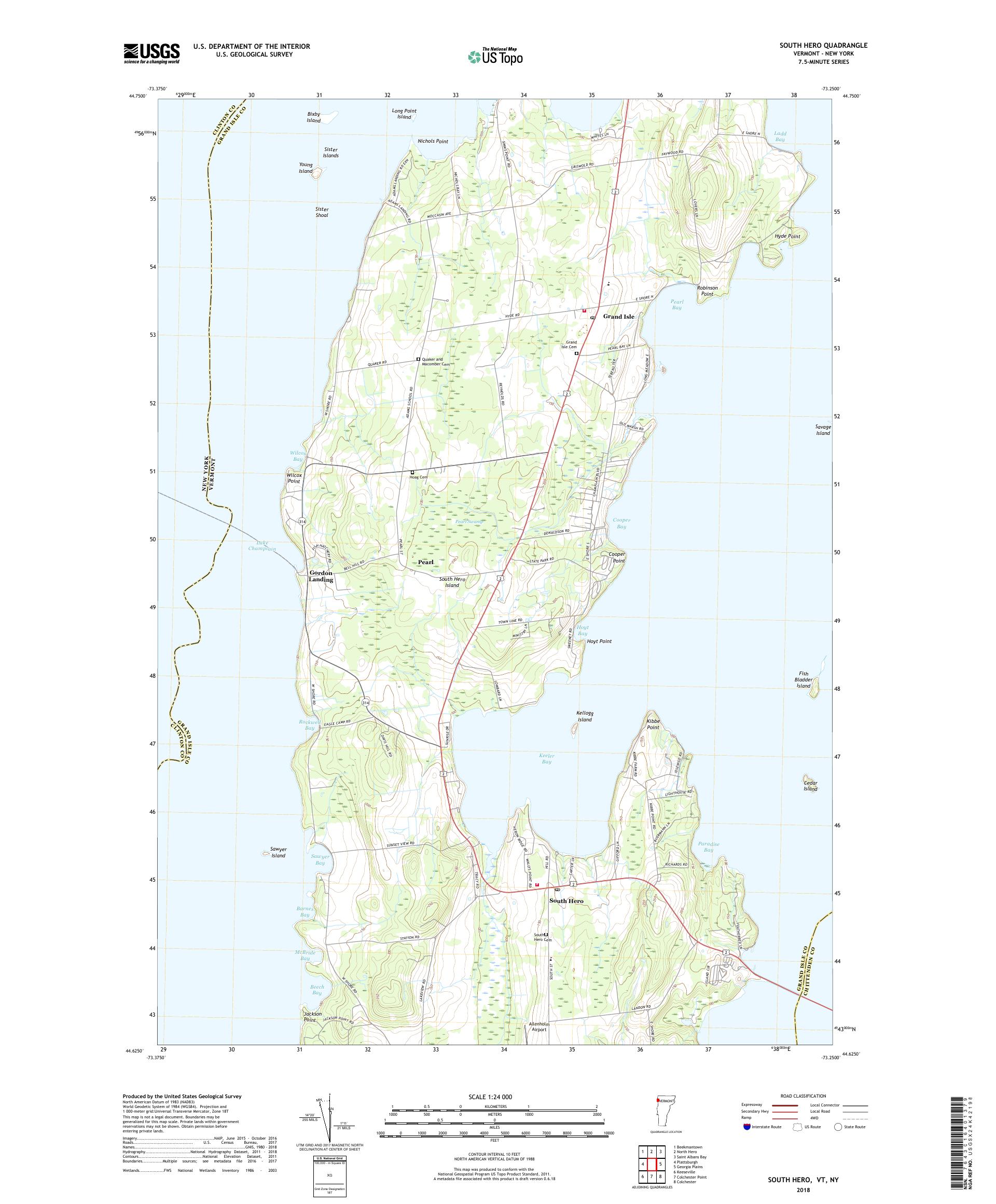 MyTopo South Hero, Vermont USGS Quad Topo Map