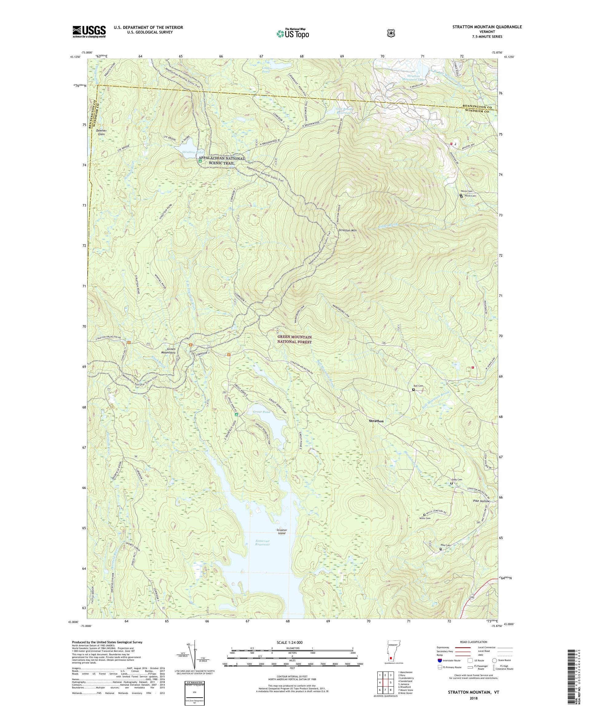MyTopo Stratton Mountain, Vermont USGS Quad Topo Map