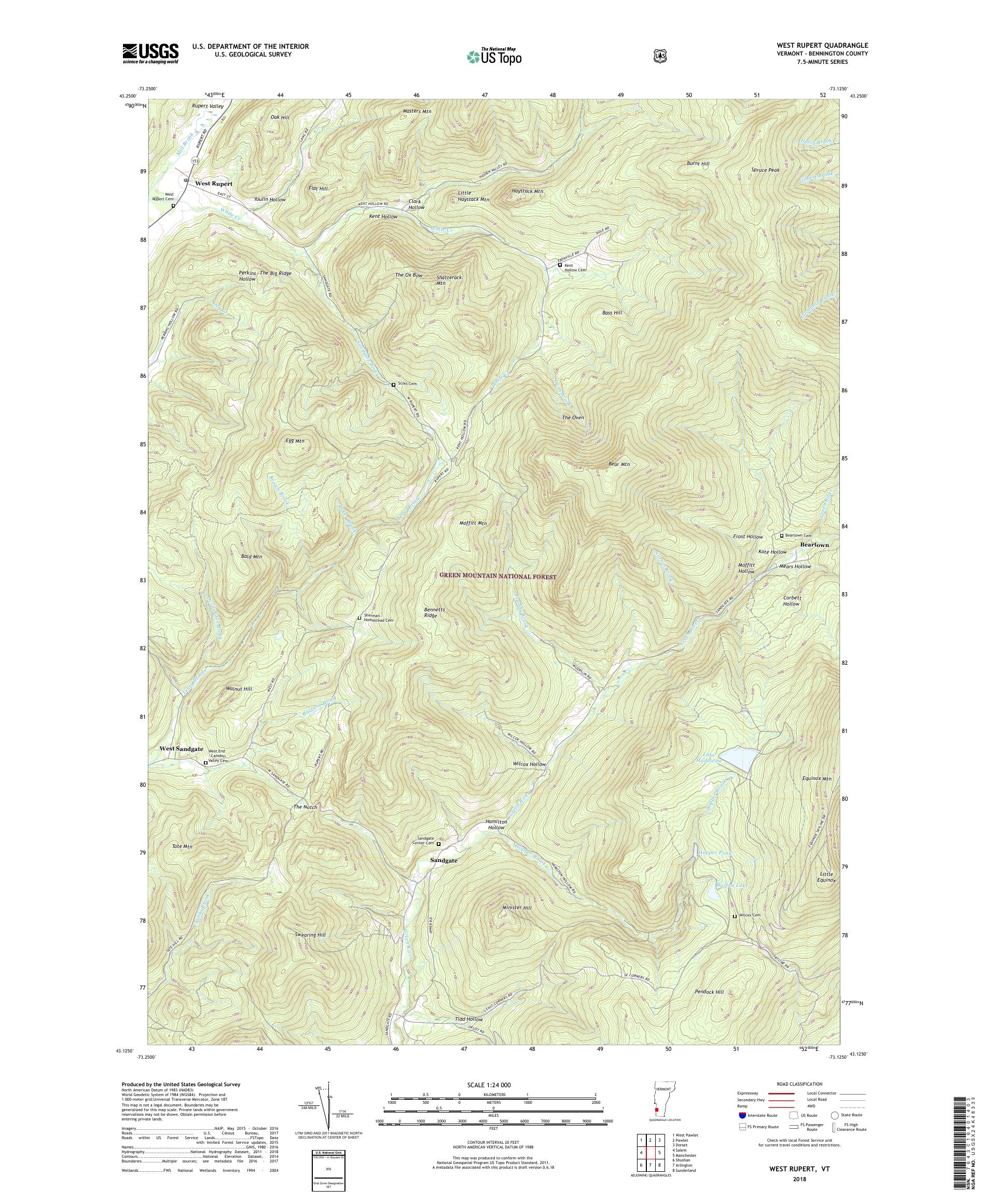 MyTopo West Rupert, Vermont USGS Quad Topo Map