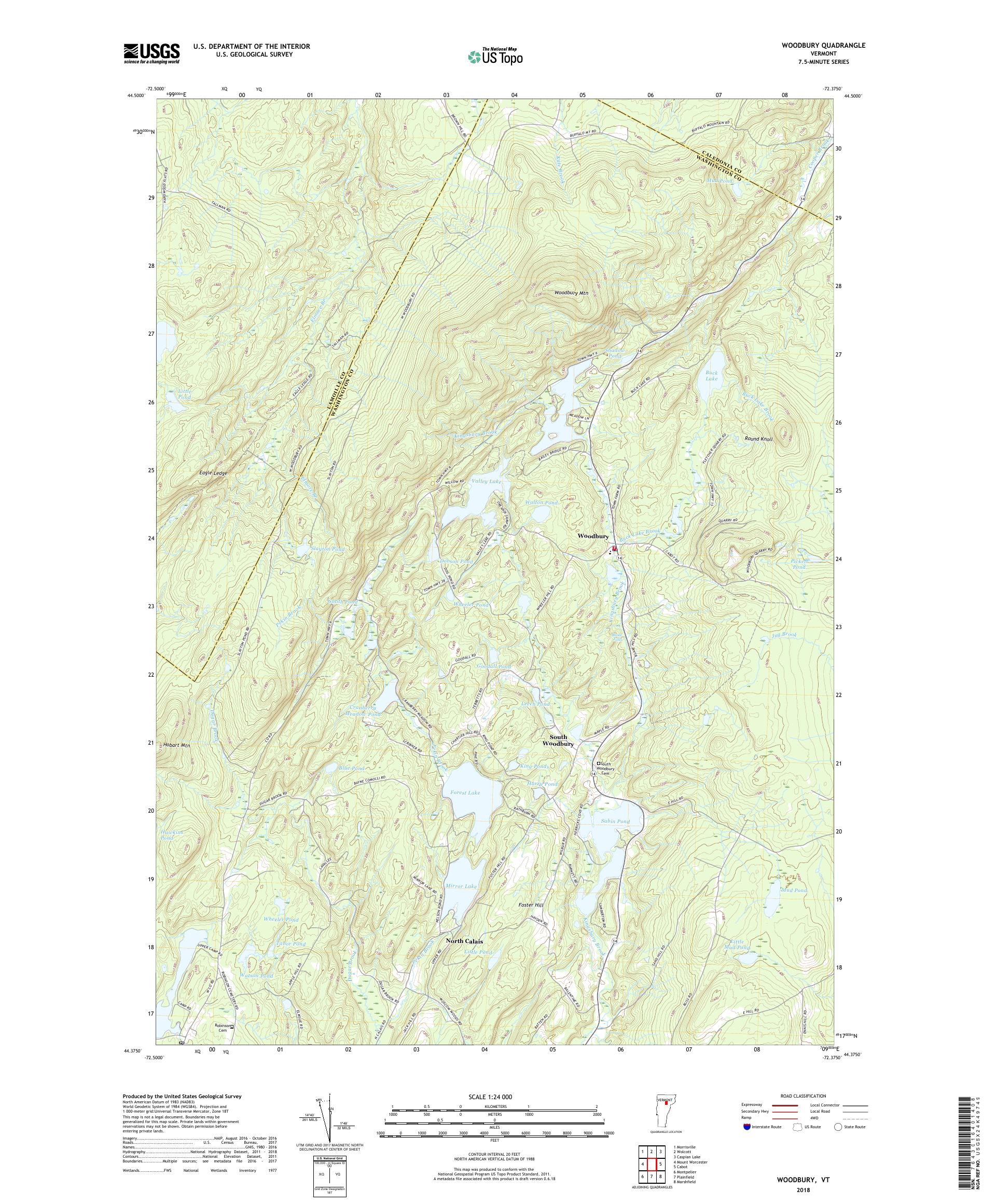 MyTopo Woodbury, Vermont USGS Quad Topo Map