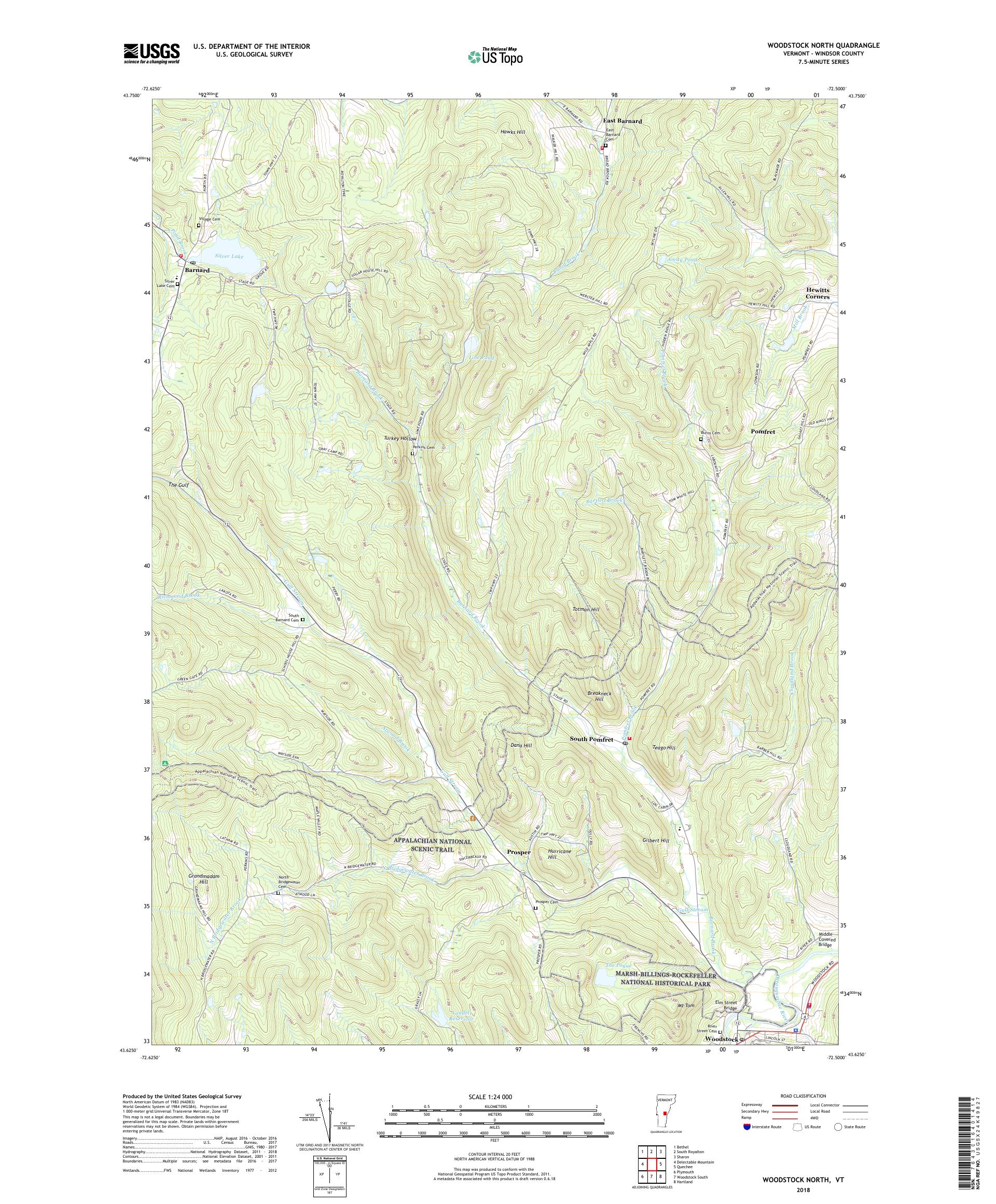 MyTopo Woodstock North, Vermont USGS Quad Topo Map
