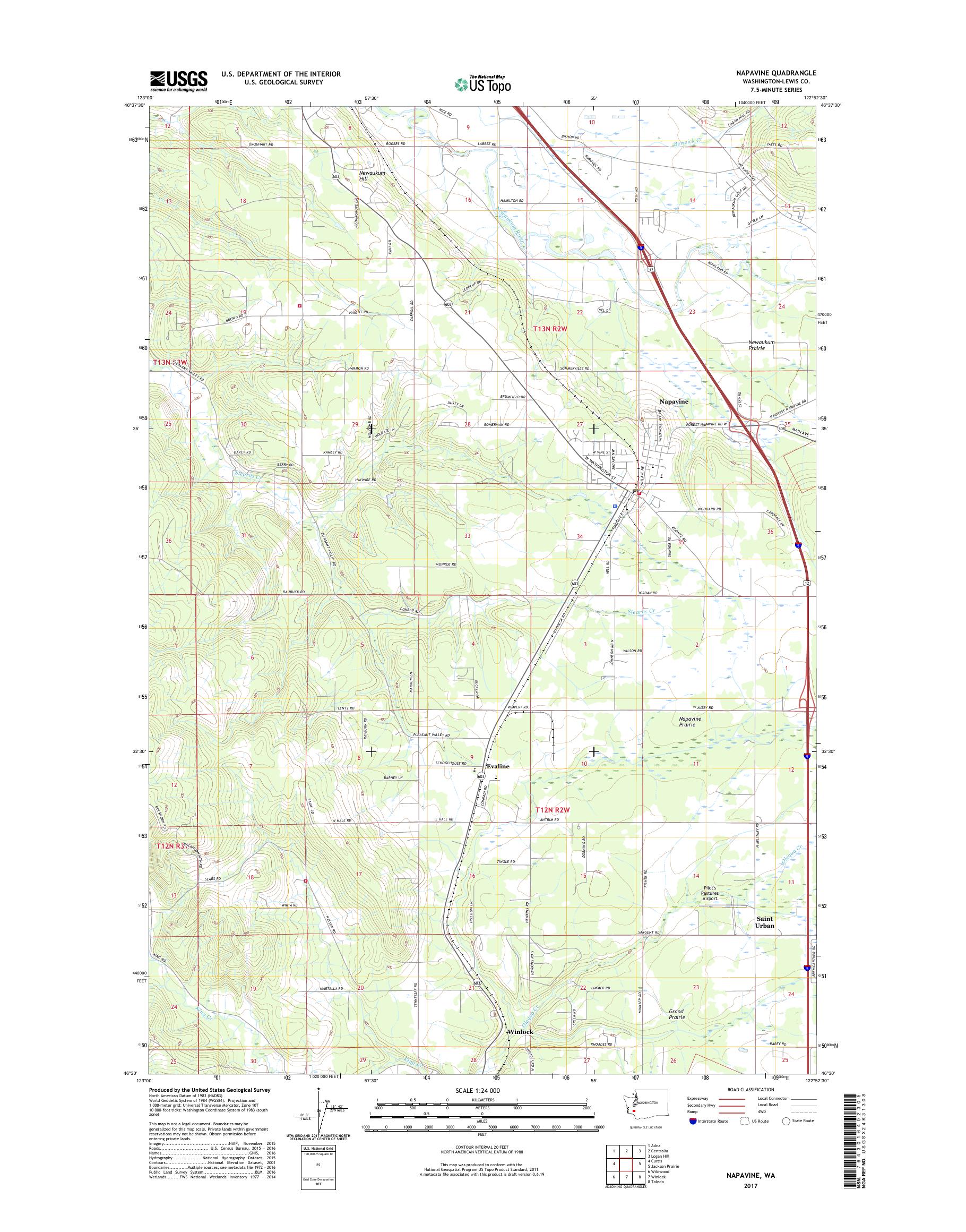 MyTopo Napavine, Washington USGS Quad Topo Map