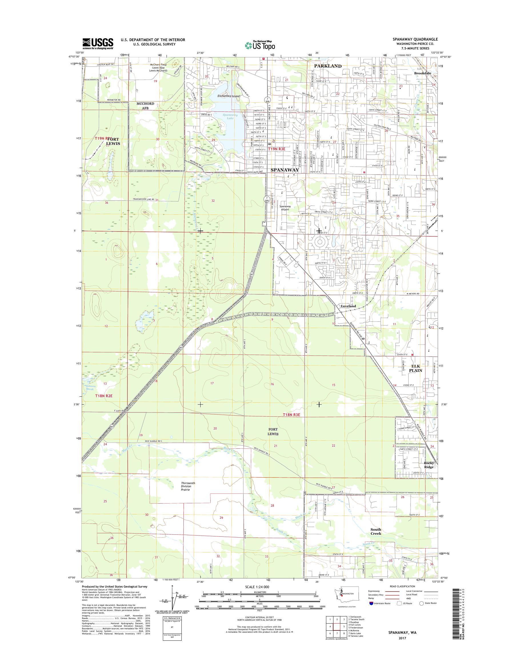 MyTopo Spanaway, Washington USGS Quad Topo Map