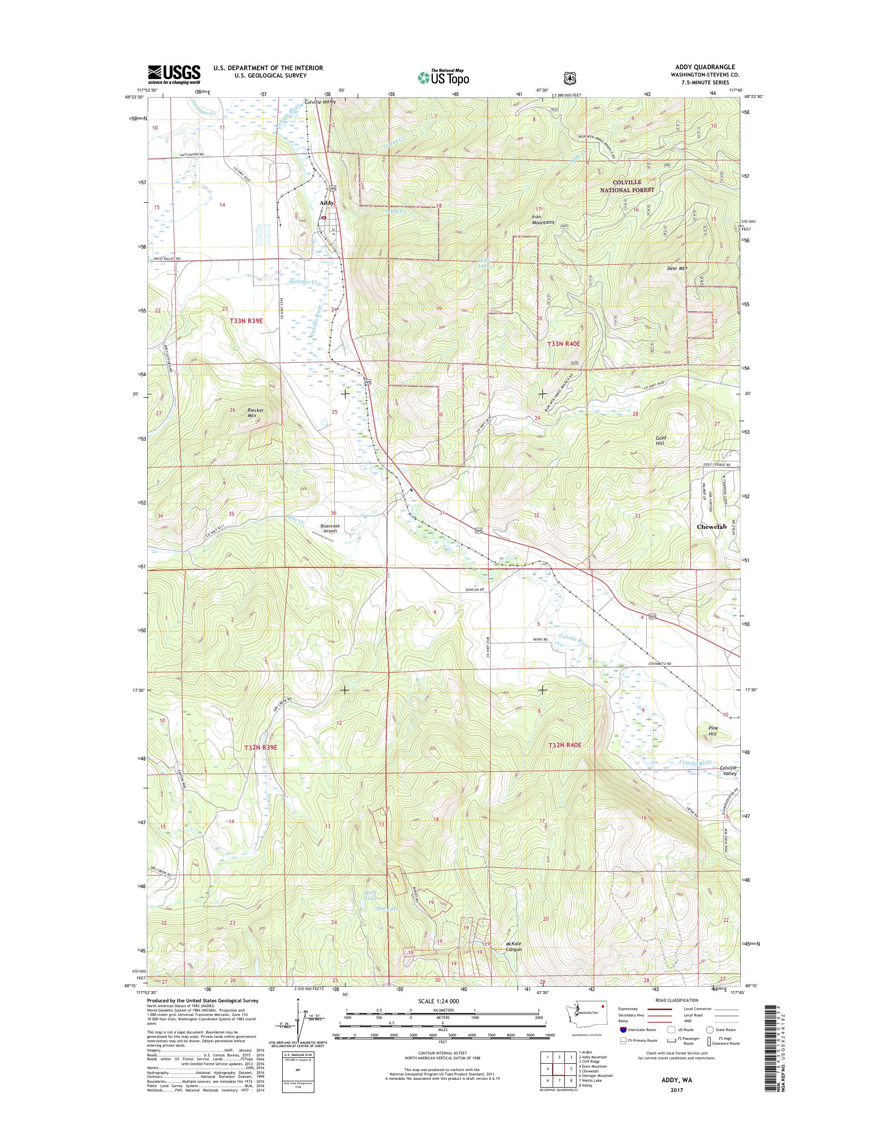 MyTopo Addy, Washington USGS Quad Topo Map