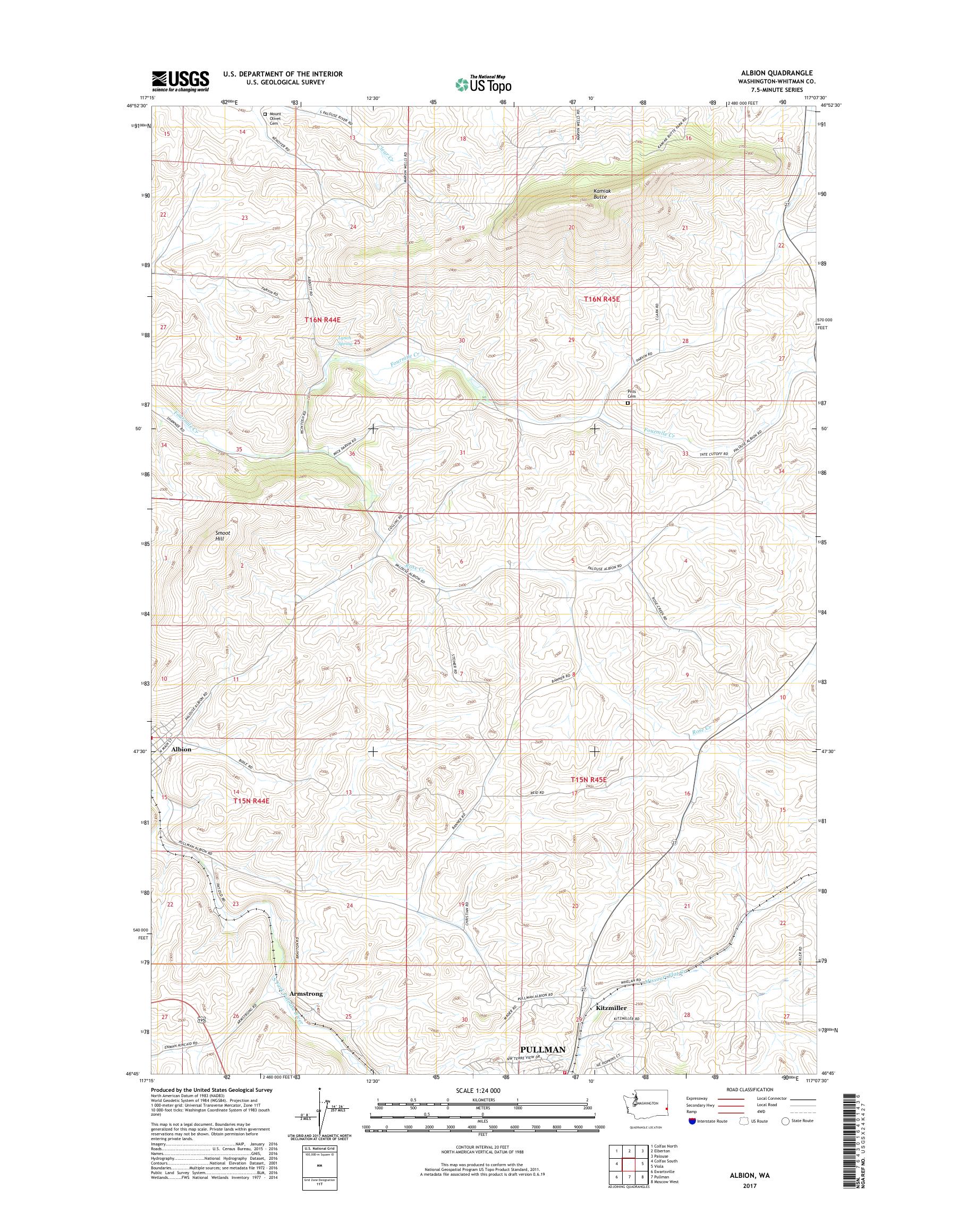 MyTopo Albion, Washington USGS Quad Topo Map
