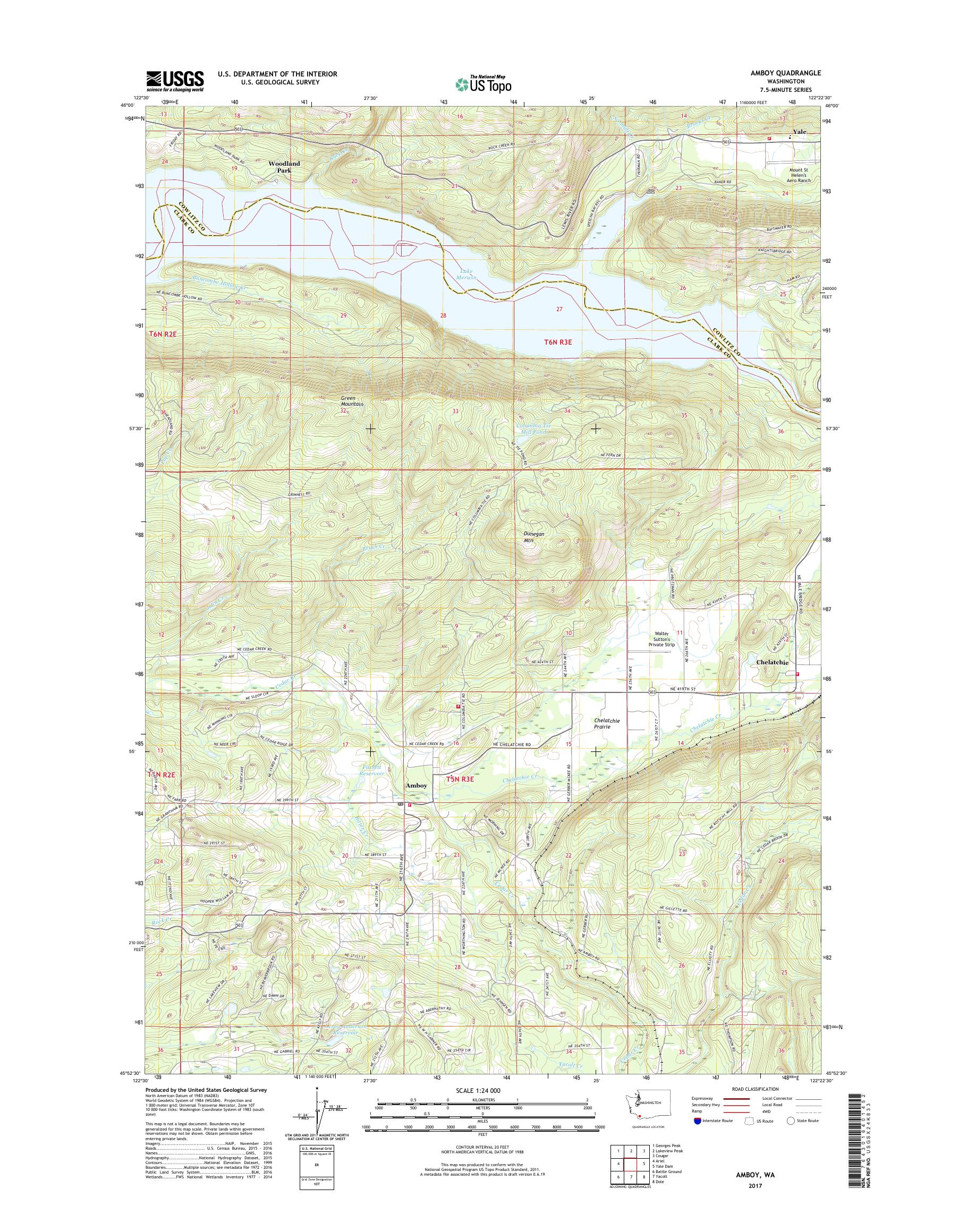 MyTopo Amboy, Washington USGS Quad Topo Map