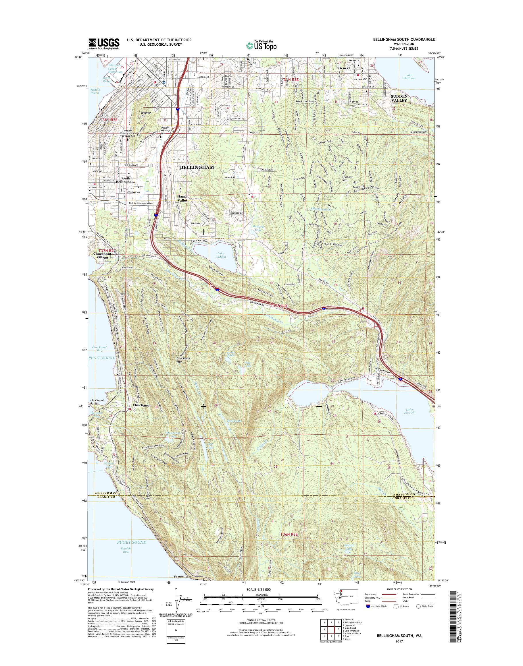 MyTopo Bellingham South, Washington USGS Quad Topo Map