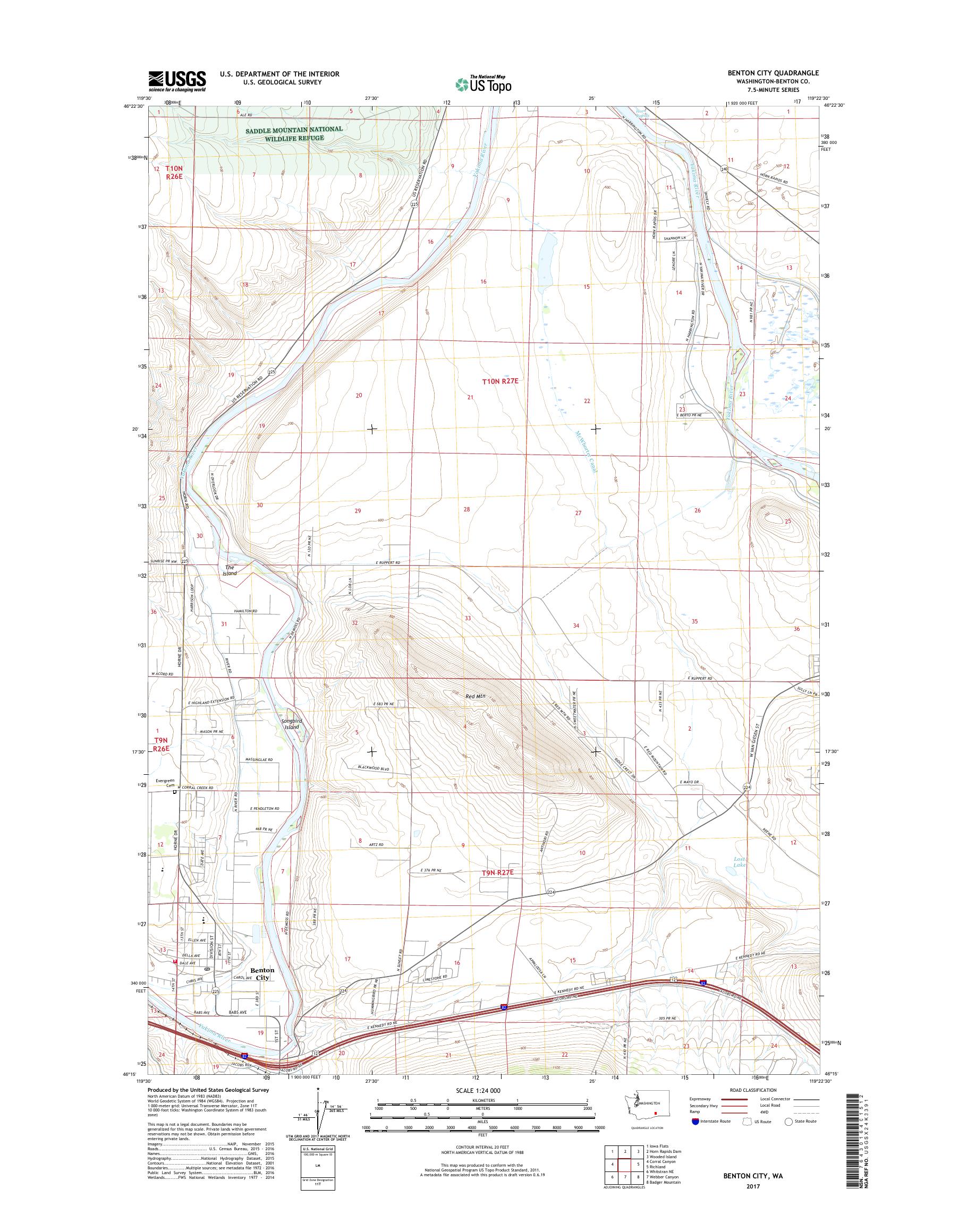 MyTopo Benton City, Washington USGS Quad Topo Map