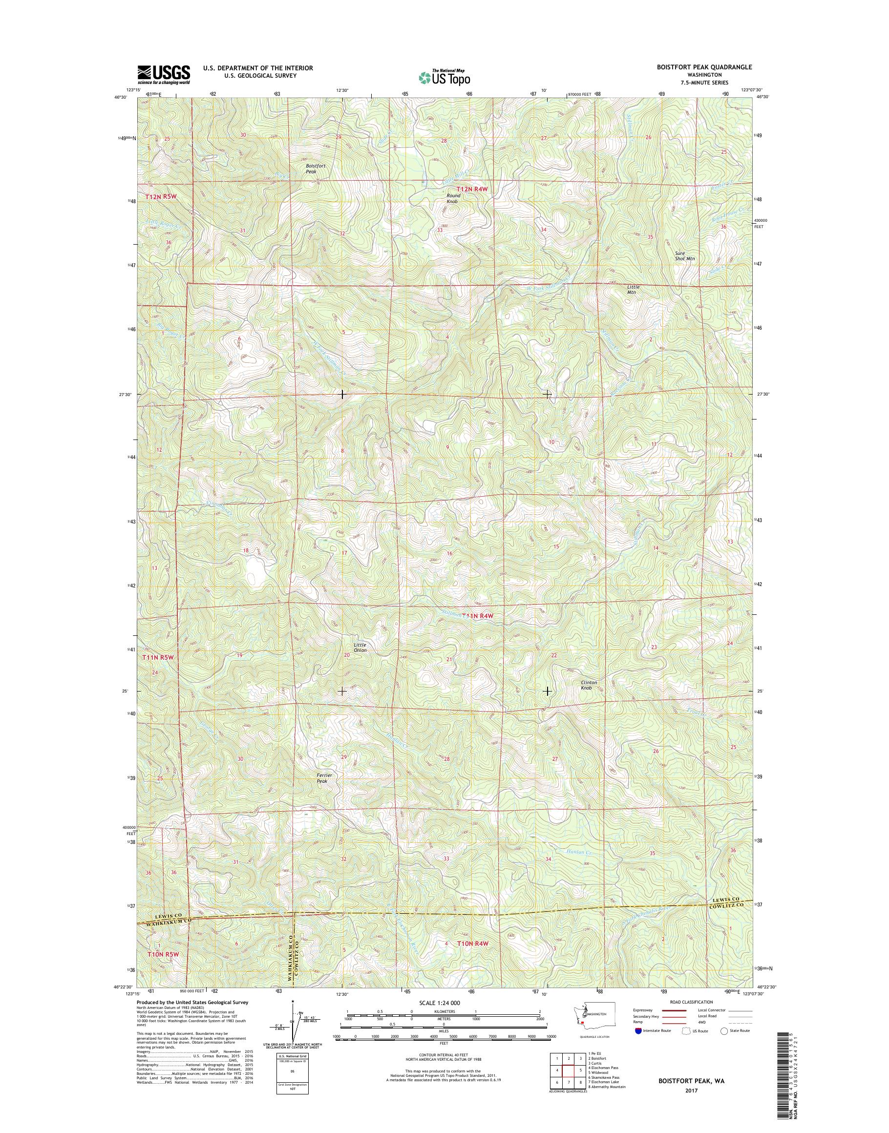MyTopo Boistfort Peak, Washington USGS Quad Topo Map