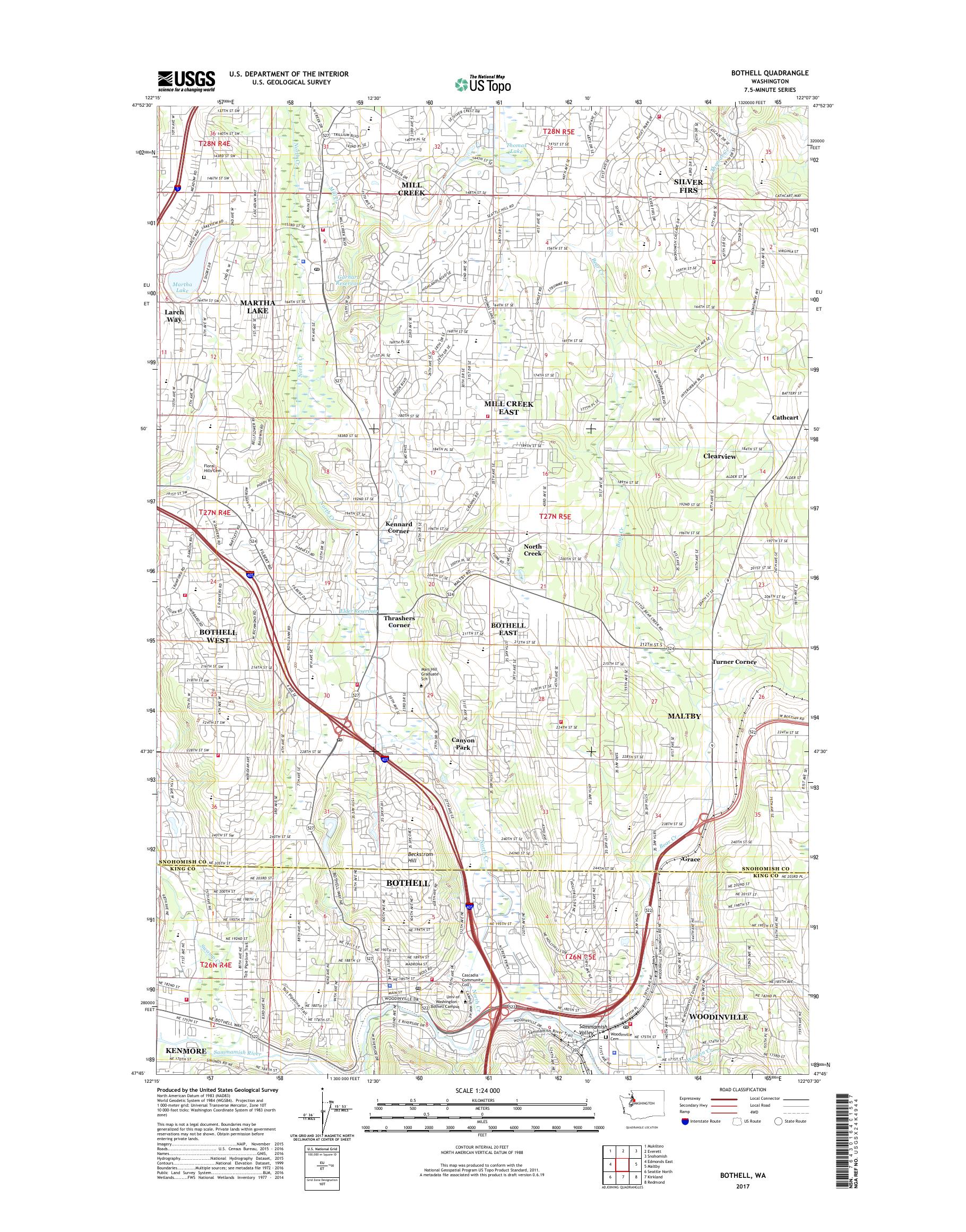 MyTopo Bothell, Washington USGS Quad Topo Map
