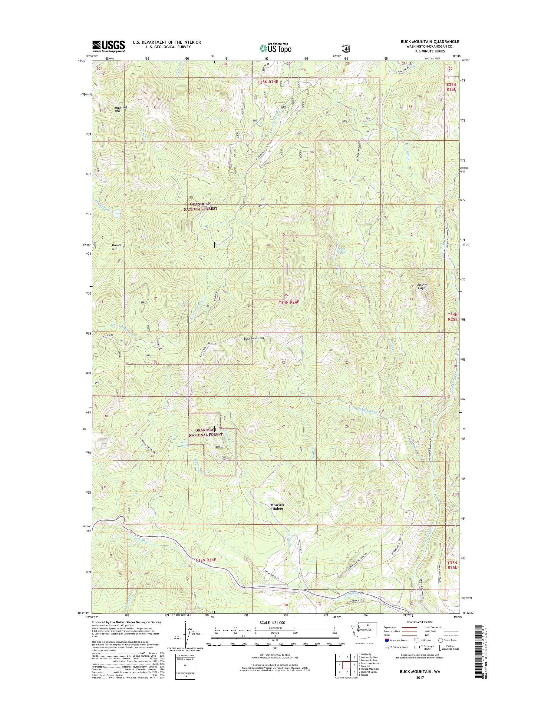 MyTopo Buck Mountain, Washington USGS Quad Topo Map