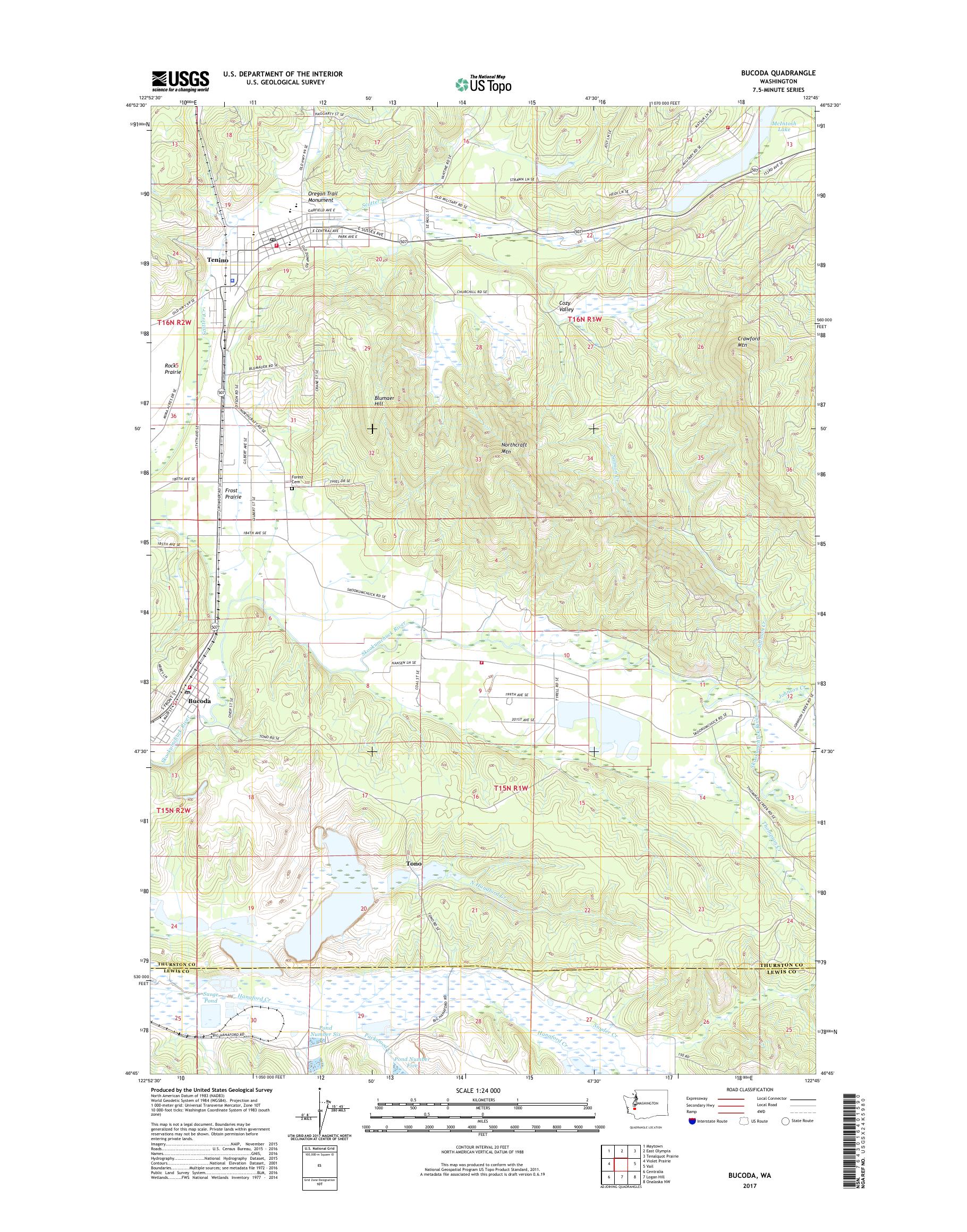 MyTopo Bucoda, Washington USGS Quad Topo Map