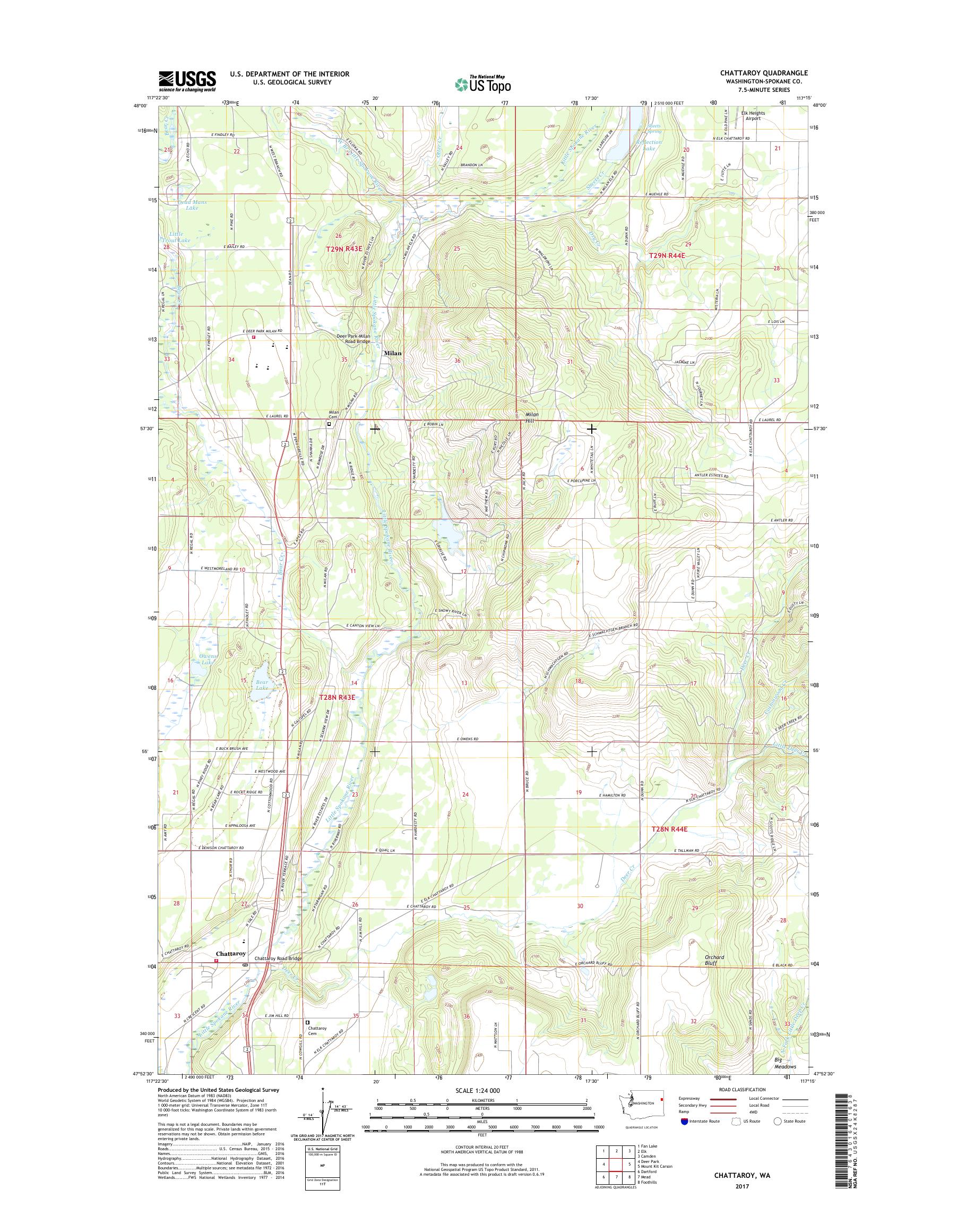 MyTopo Chattaroy, Washington USGS Quad Topo Map