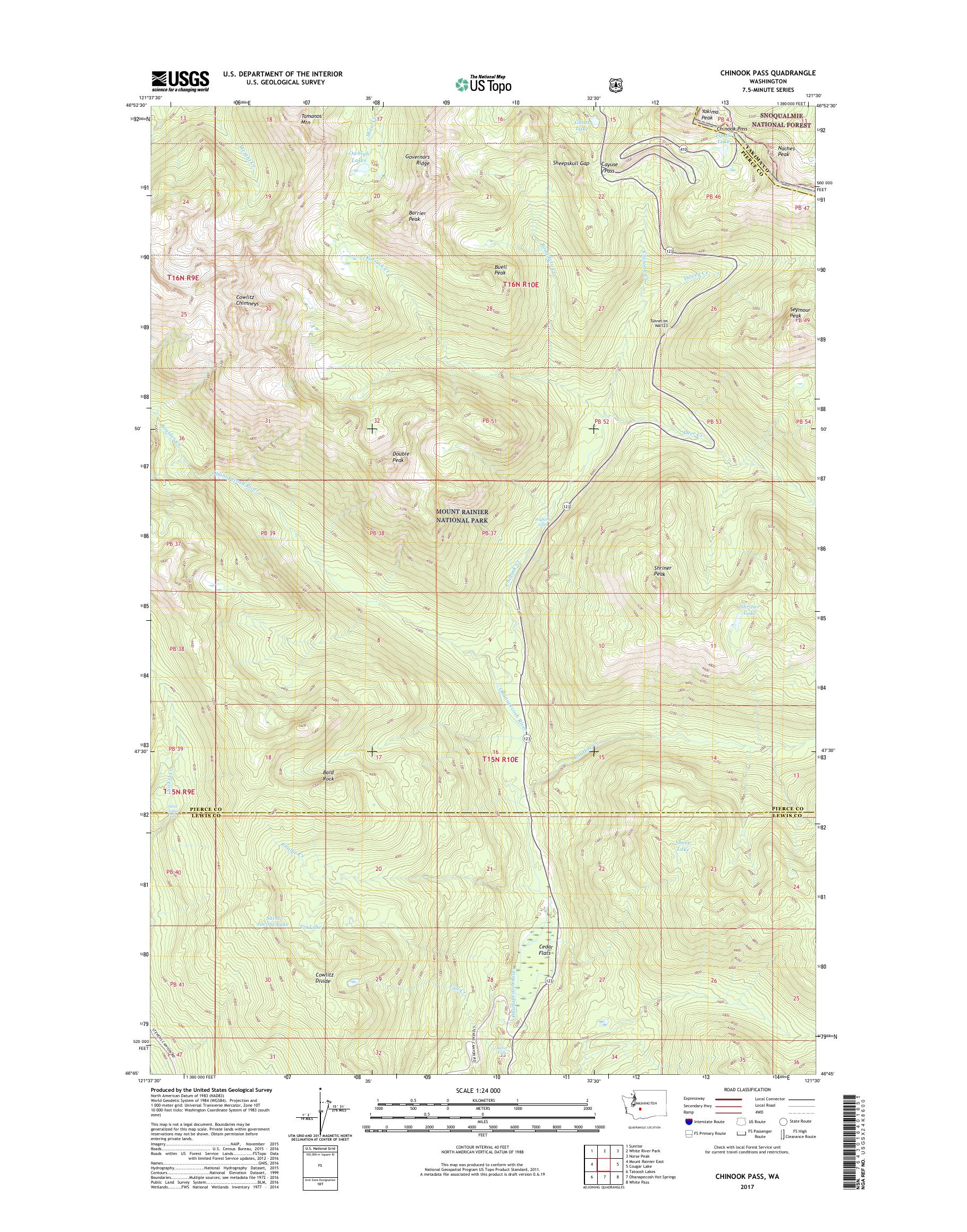 MyTopo Chinook Pass, Washington USGS Quad Topo Map