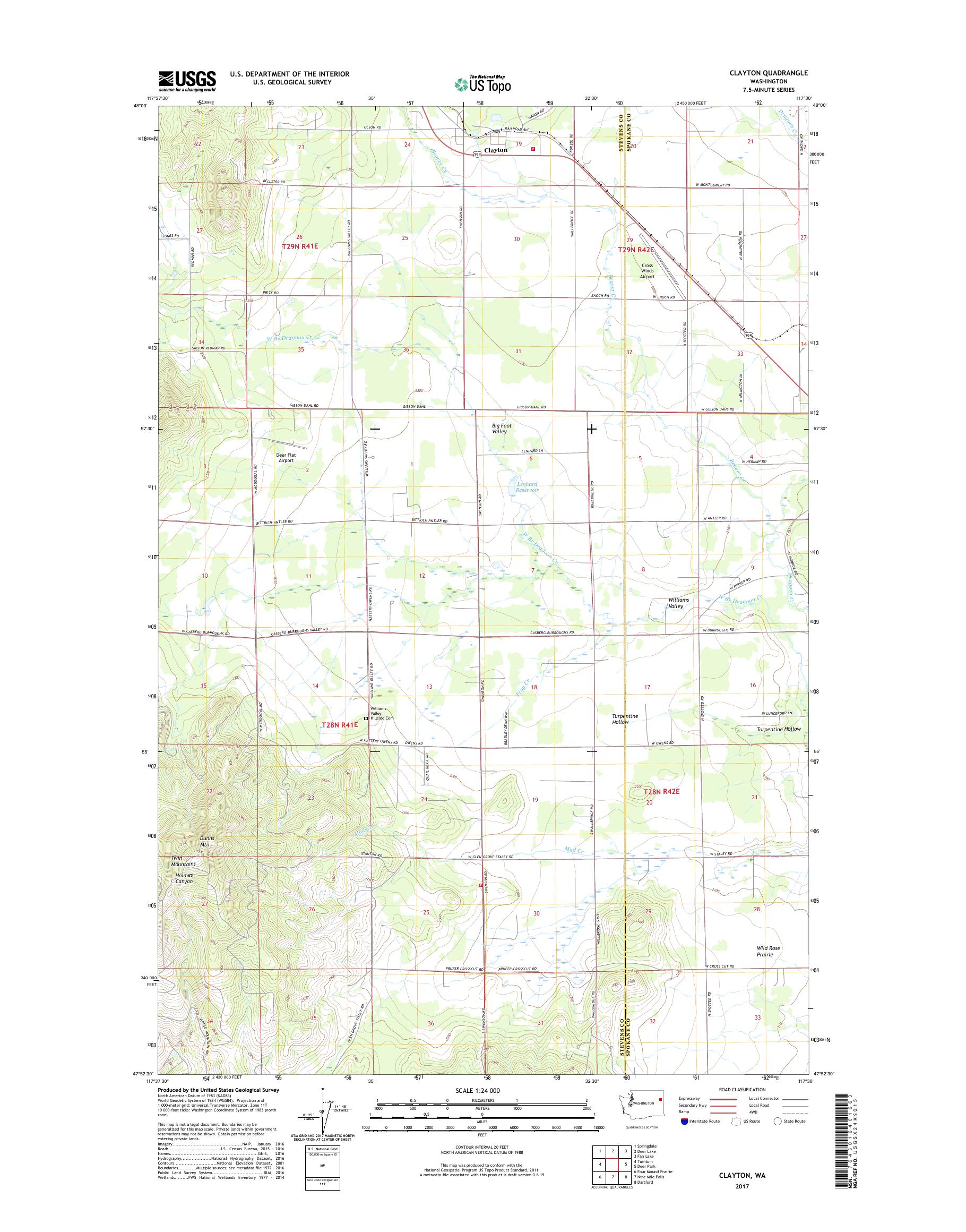 MyTopo Clayton, Washington USGS Quad Topo Map