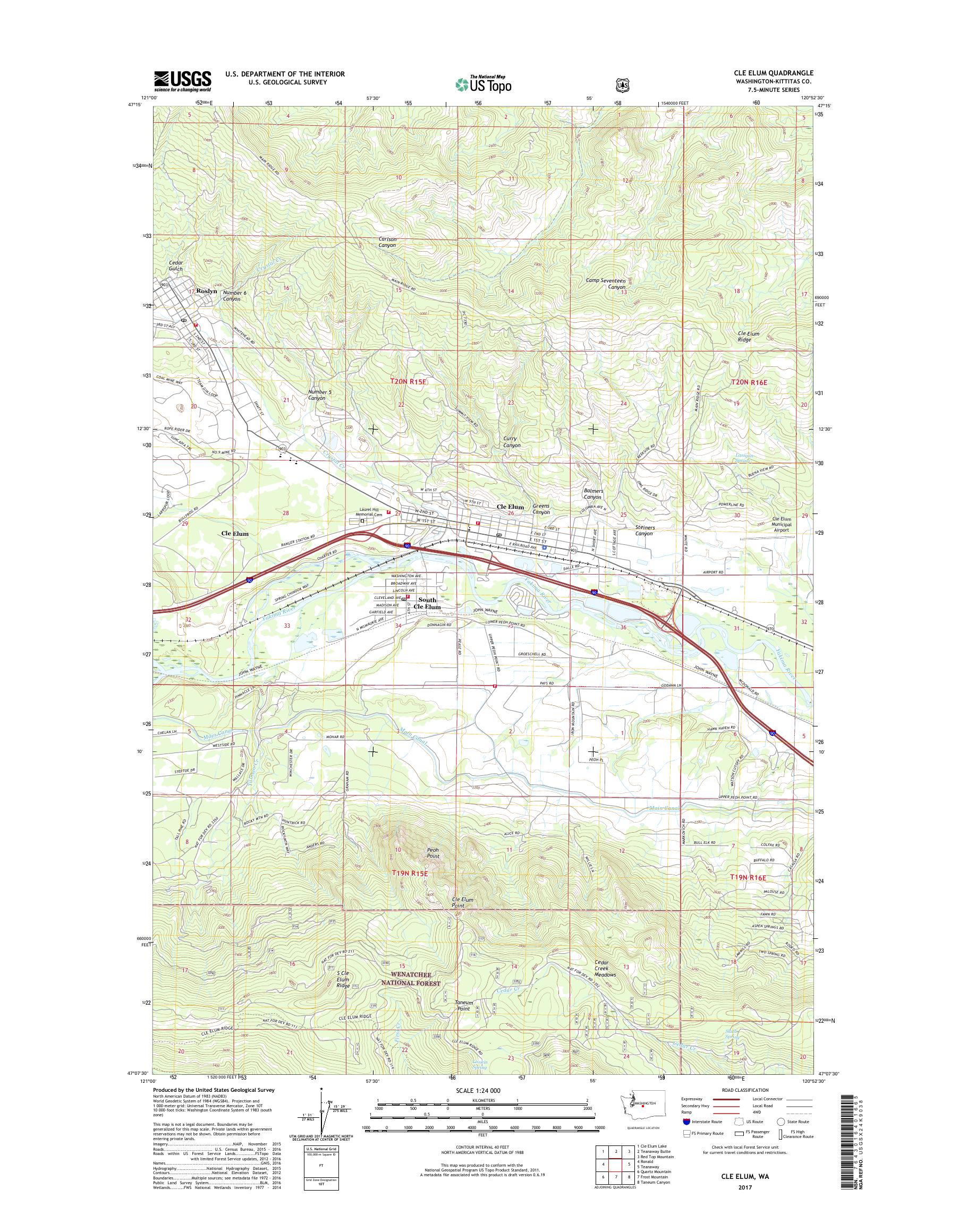 MyTopo Cle Elum, Washington USGS Quad Topo Map