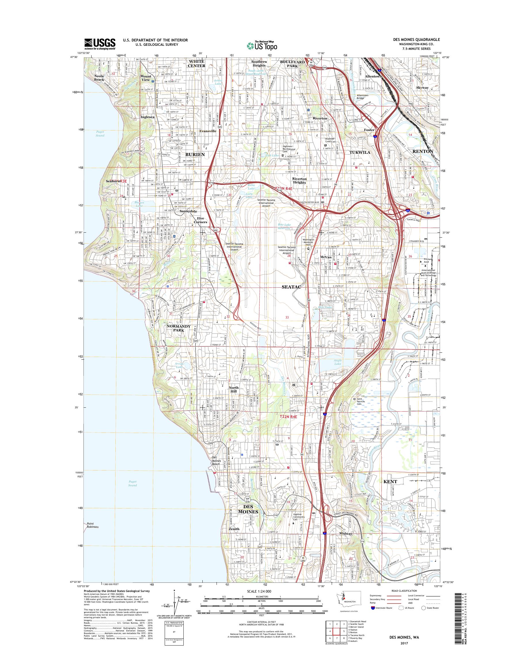 MyTopo Des Moines, Washington USGS Quad Topo Map