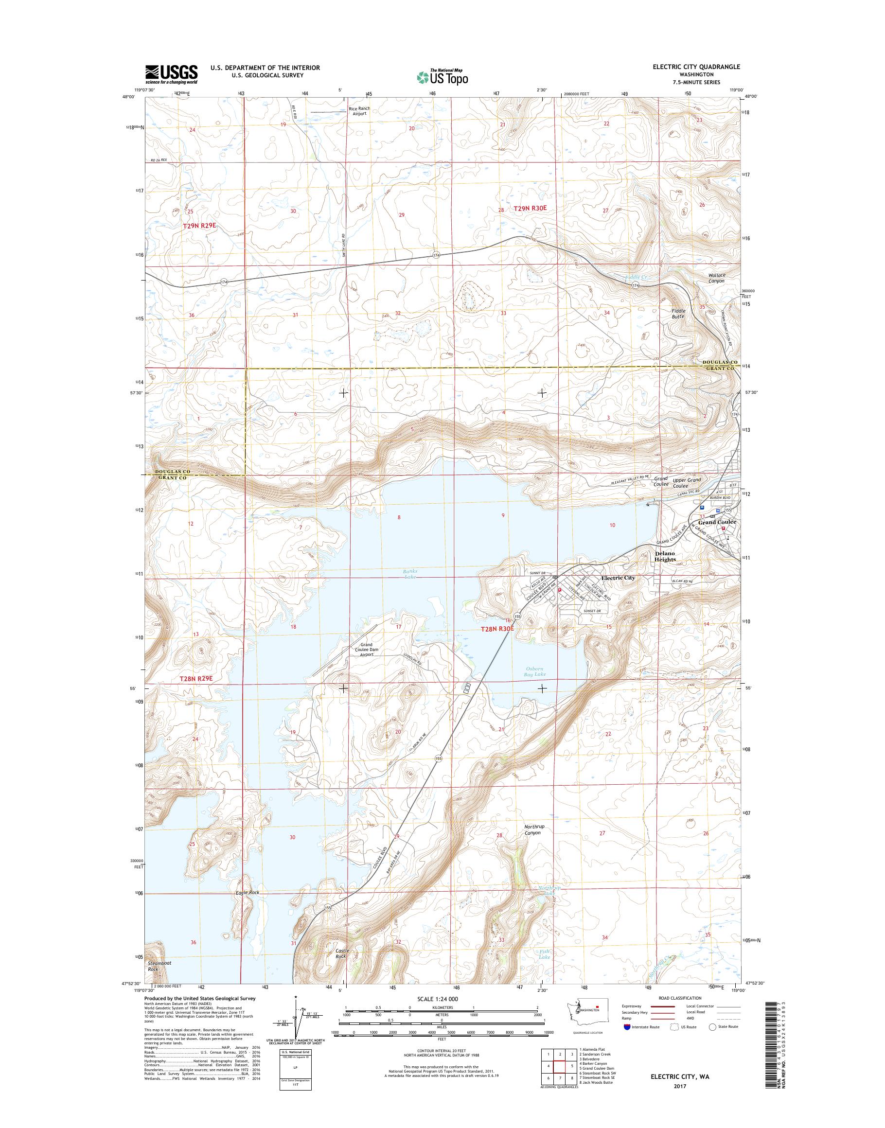 MyTopo Electric City, Washington USGS Quad Topo Map